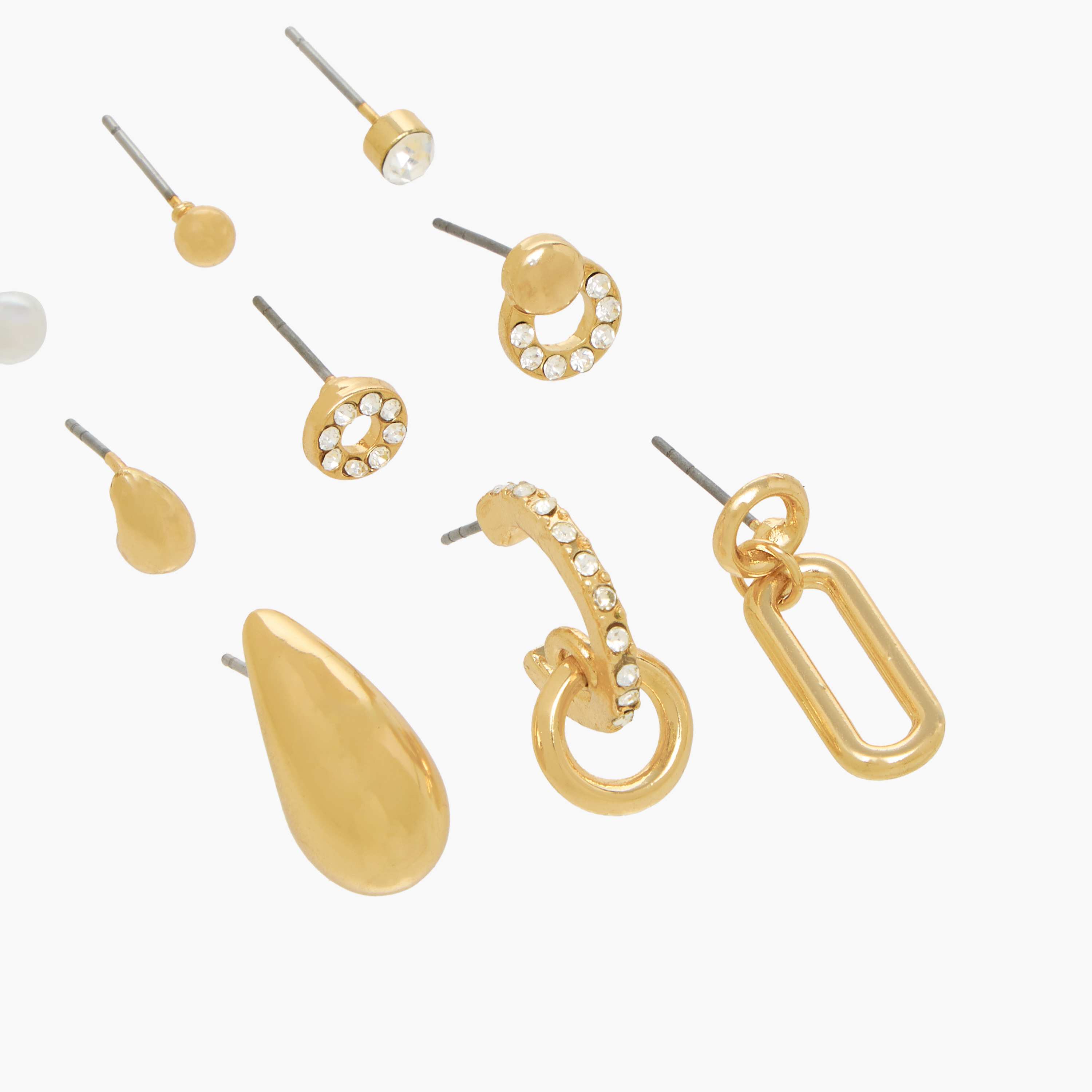 Pack of 9 Gold Tone Assorted Earrings with Pushback Closure-women-watchesandjewellery-jewellery-earrings-image-3