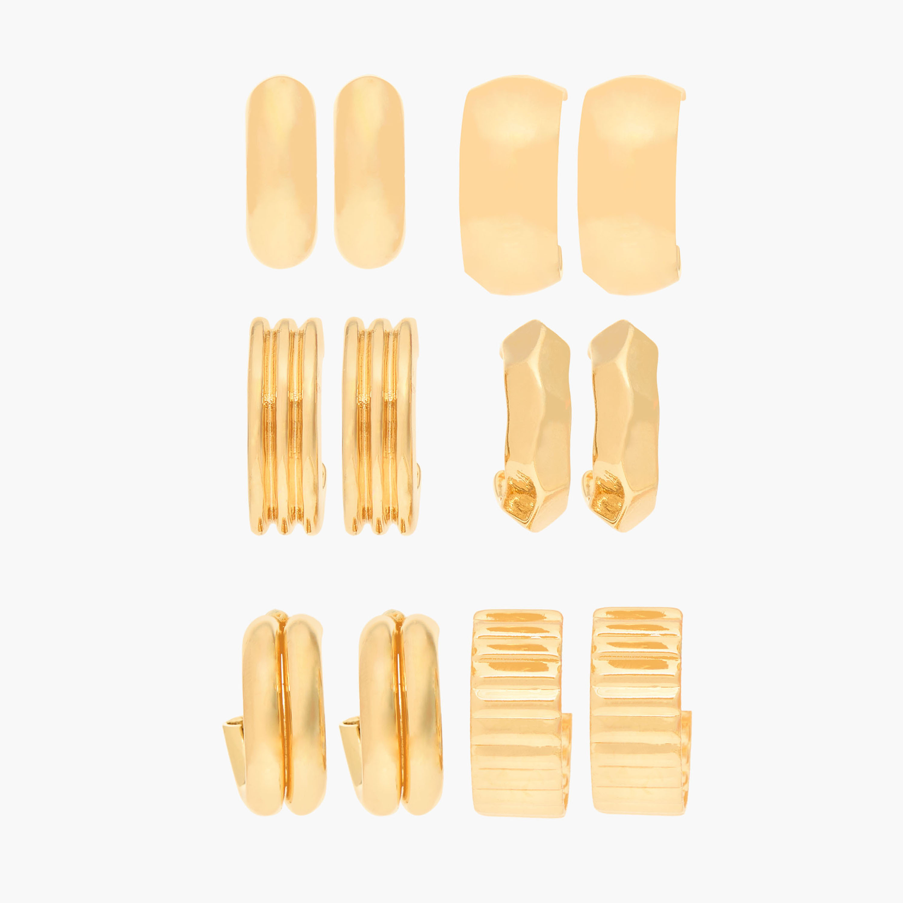 Pack of 6 Gold Tone Hoop Earrings with Pushback Closure-women-watchesandjewellery-jewellery-earrings-image-1