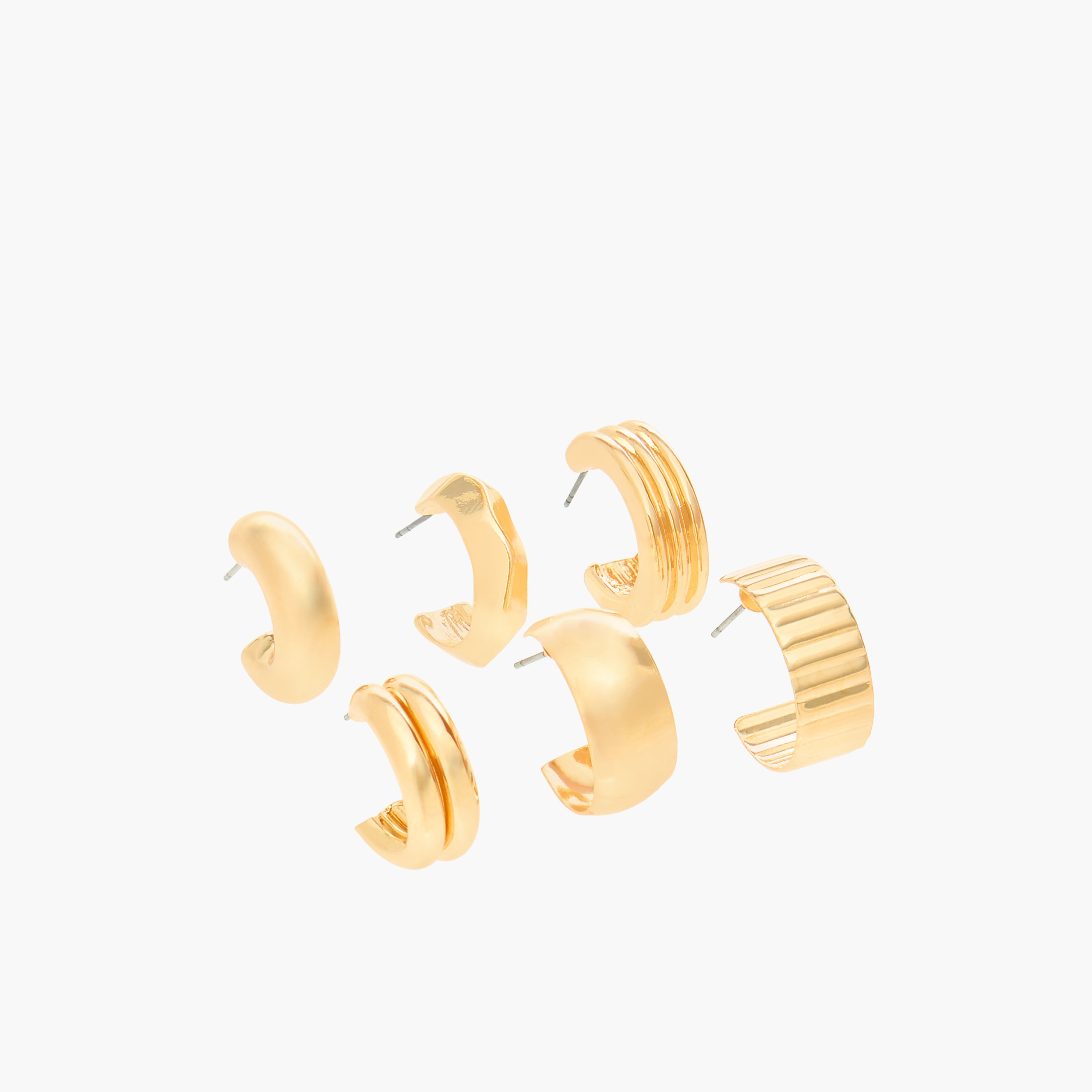 Pack of 6 Gold Tone Hoop Earrings with Pushback Closure-women-watchesandjewellery-jewellery-earrings-image-2