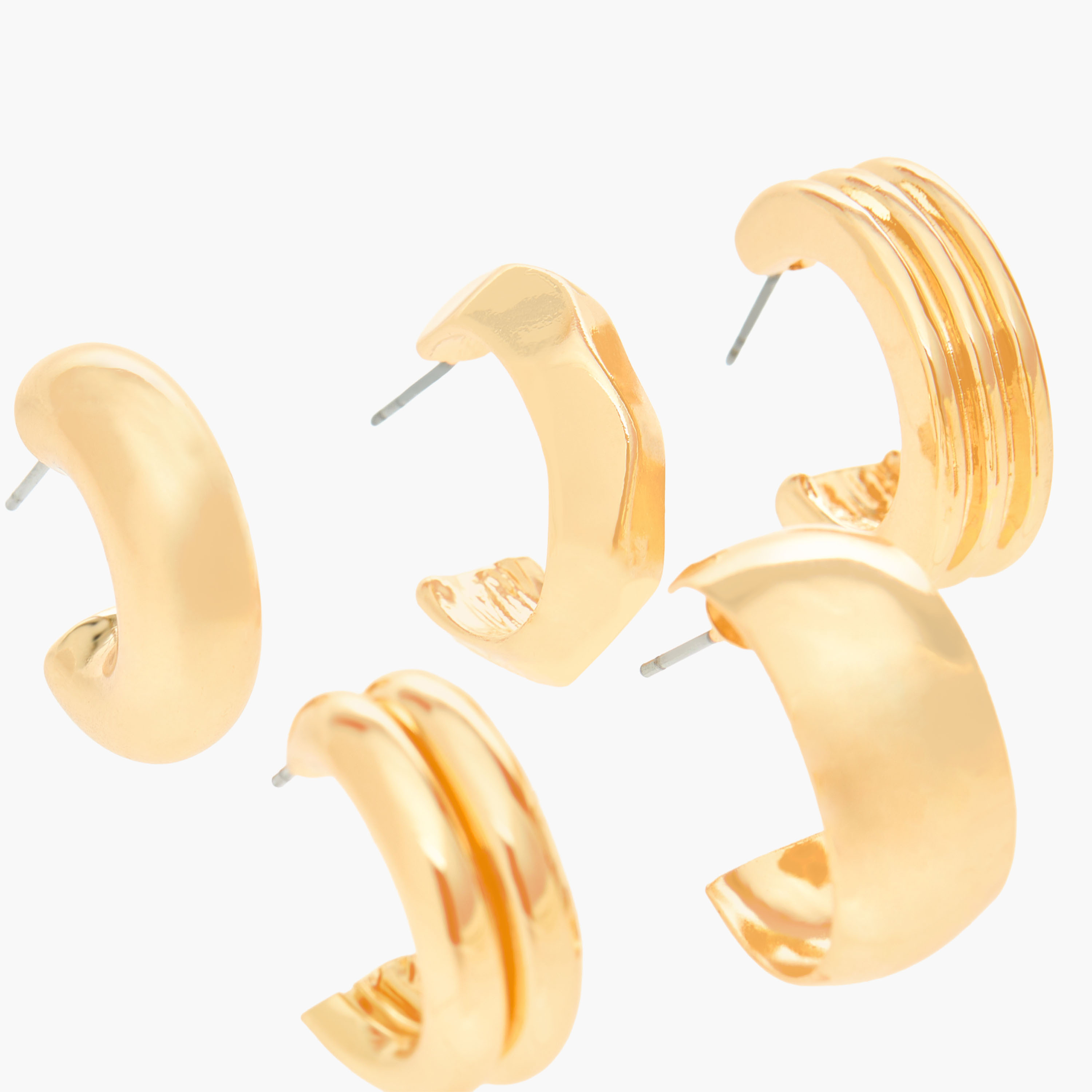 Pack of 6 Gold Tone Hoop Earrings with Pushback Closure-women-watchesandjewellery-jewellery-earrings-image-3