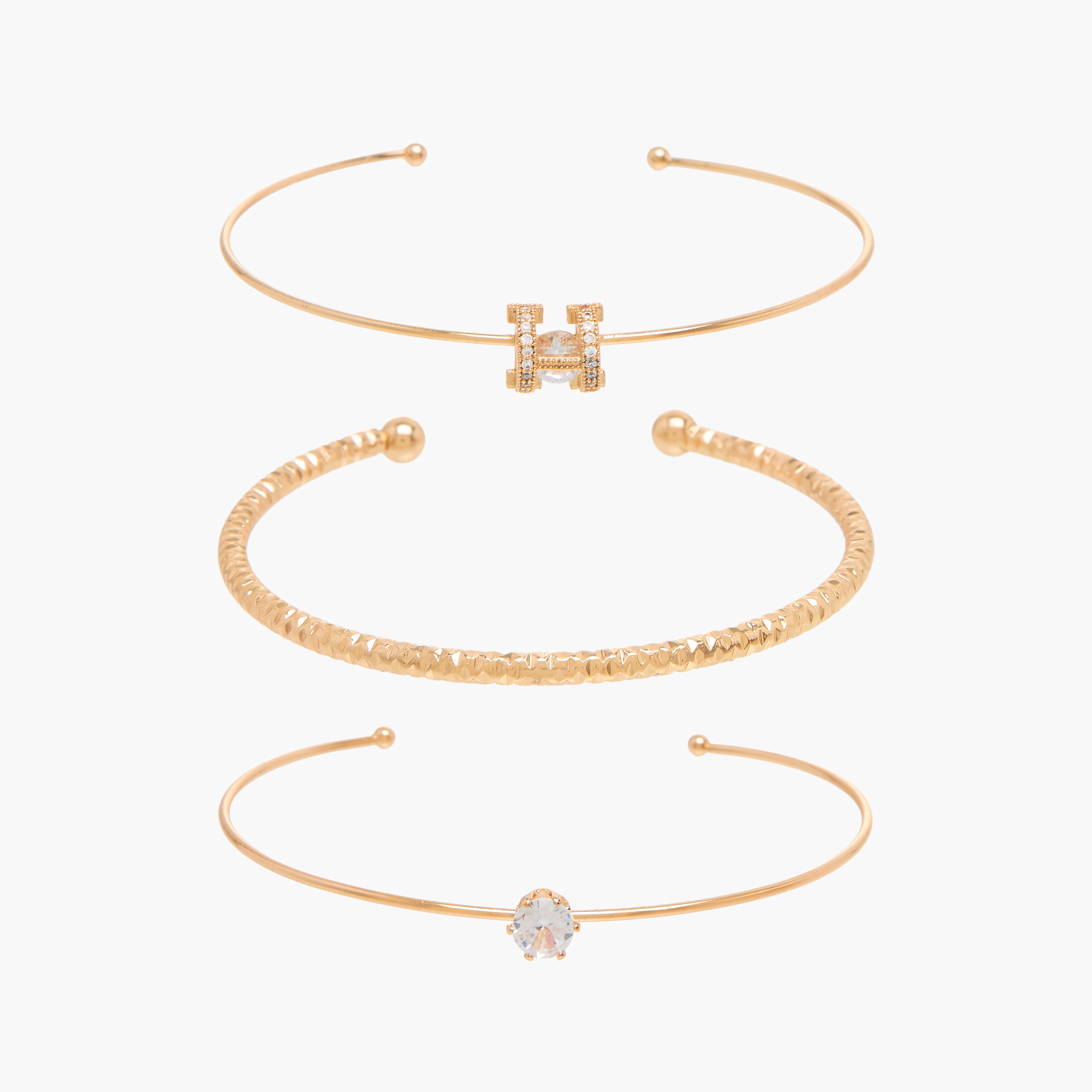 أساور ميتاليك متنوعة - عبوة من 3 قطع-women-watchesandjewellery-jewellery-banglesandbracelets-image-1