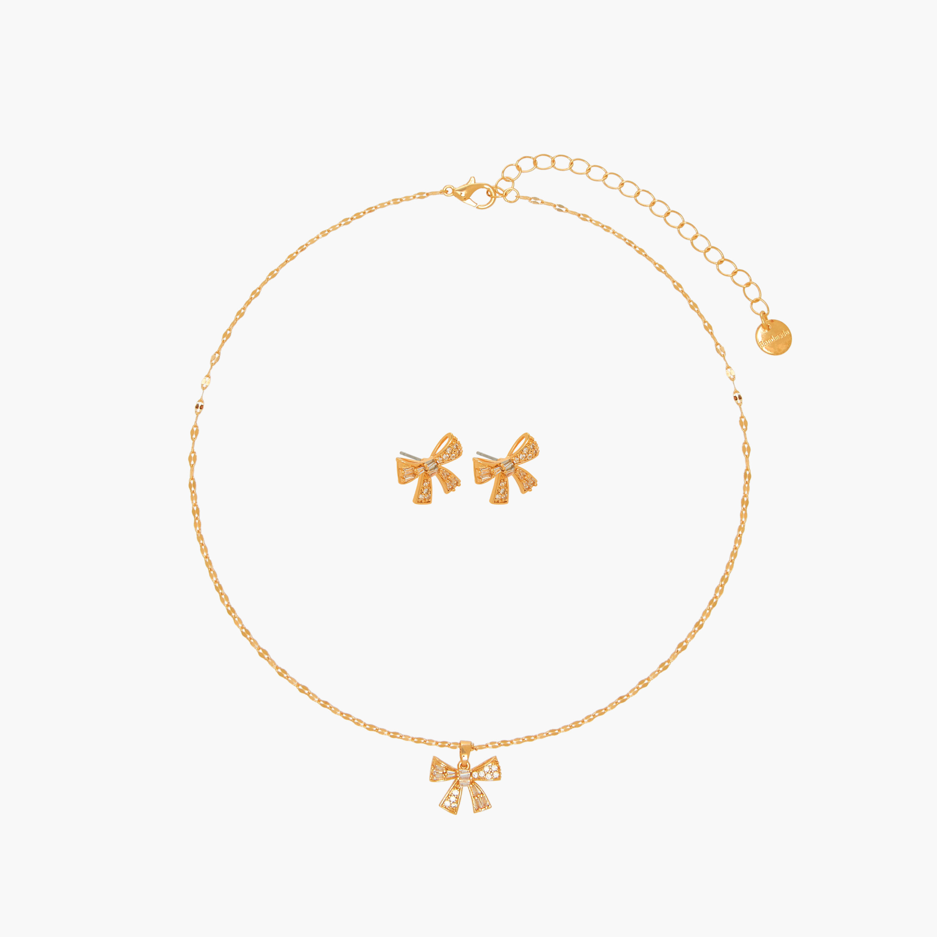 طقم حلق وعقد مزيّن بمكعب زيركون - قطعتين-women-watchesandjewellery-jewellery-jewellerysets-image-1