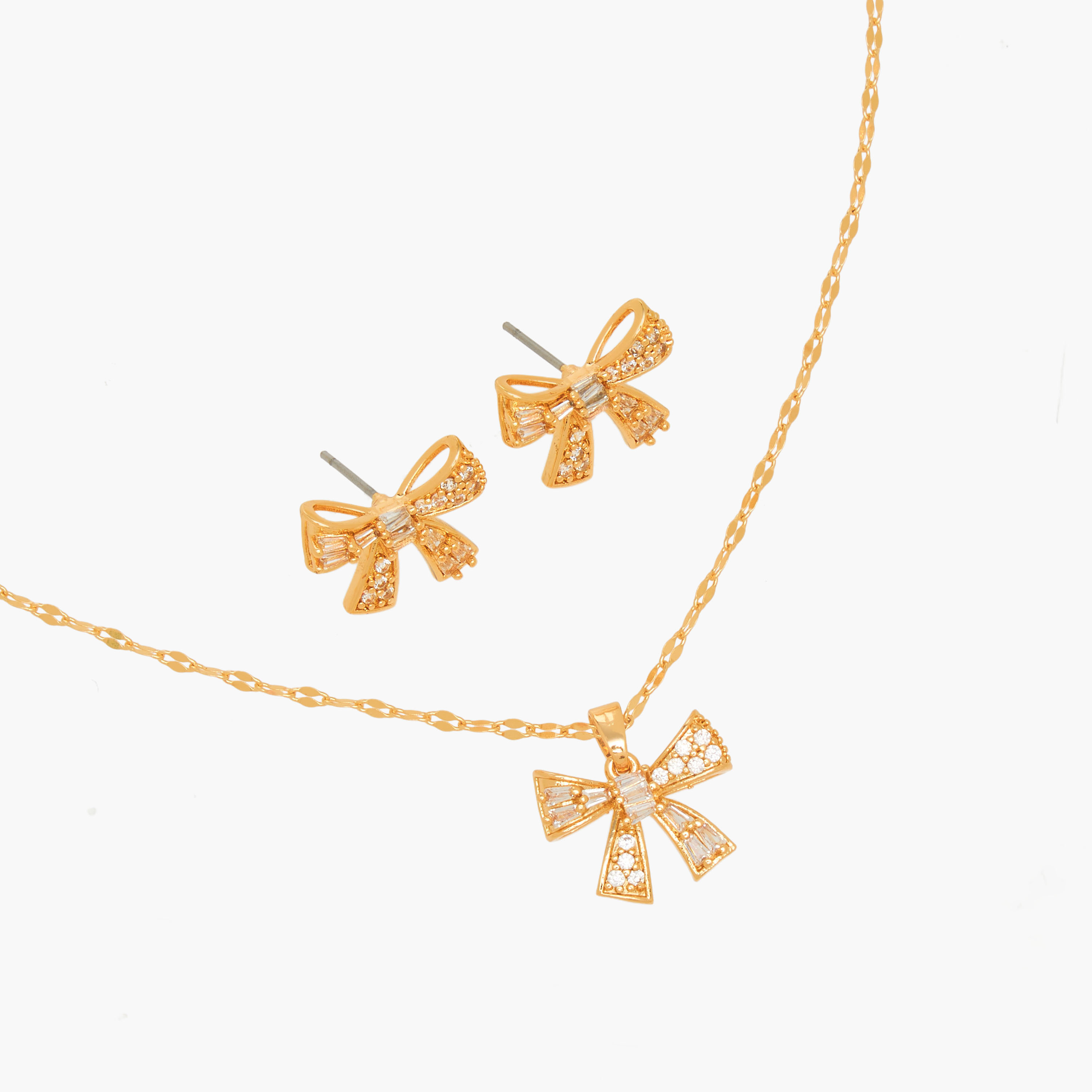 طقم حلق وعقد مزيّن بمكعب زيركون - قطعتين-women-watchesandjewellery-jewellery-jewellerysets-image-4