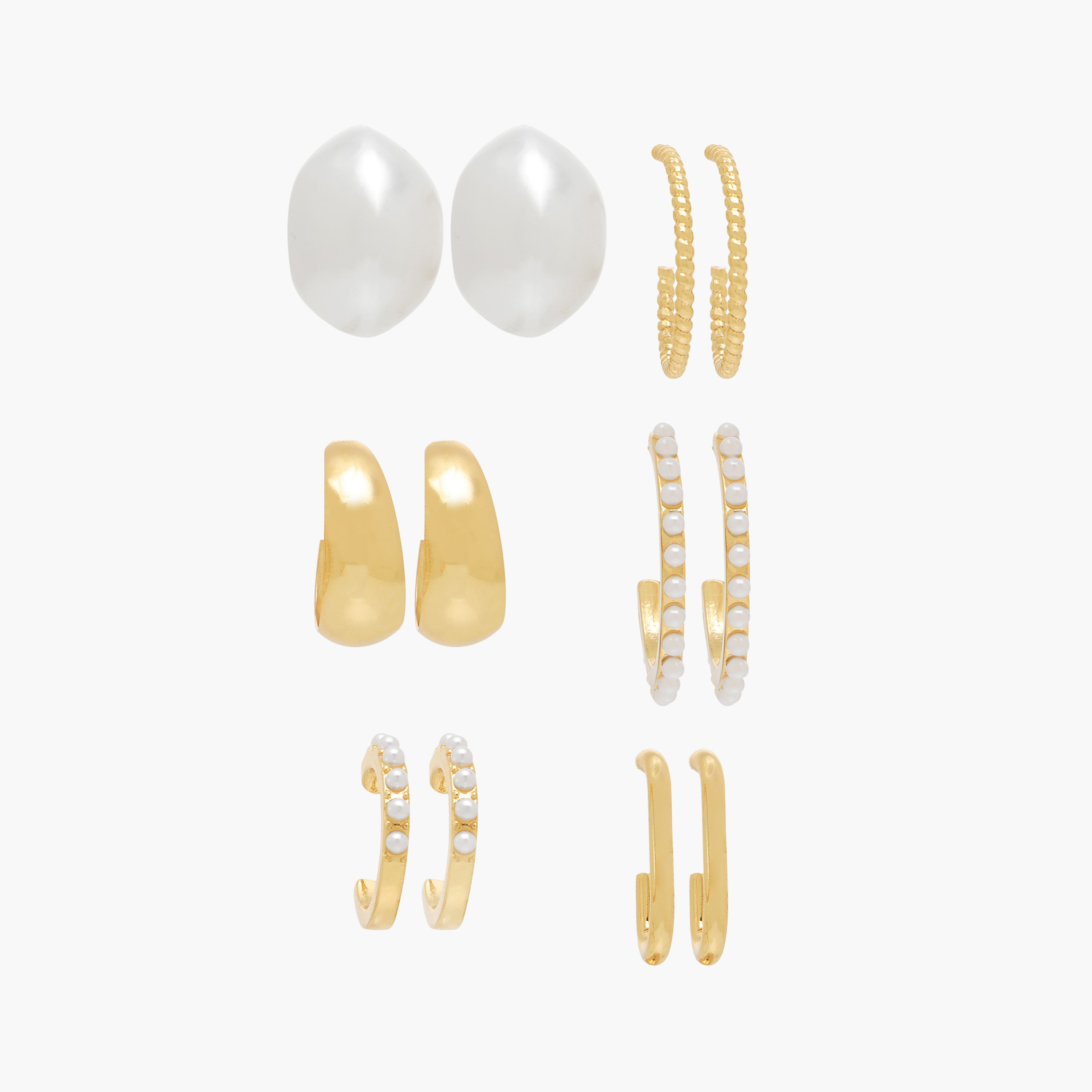 Pack of 6 Metallic Hoop Earrings with Pushback Closure-women-watchesandjewellery-jewellery-earrings-image-1