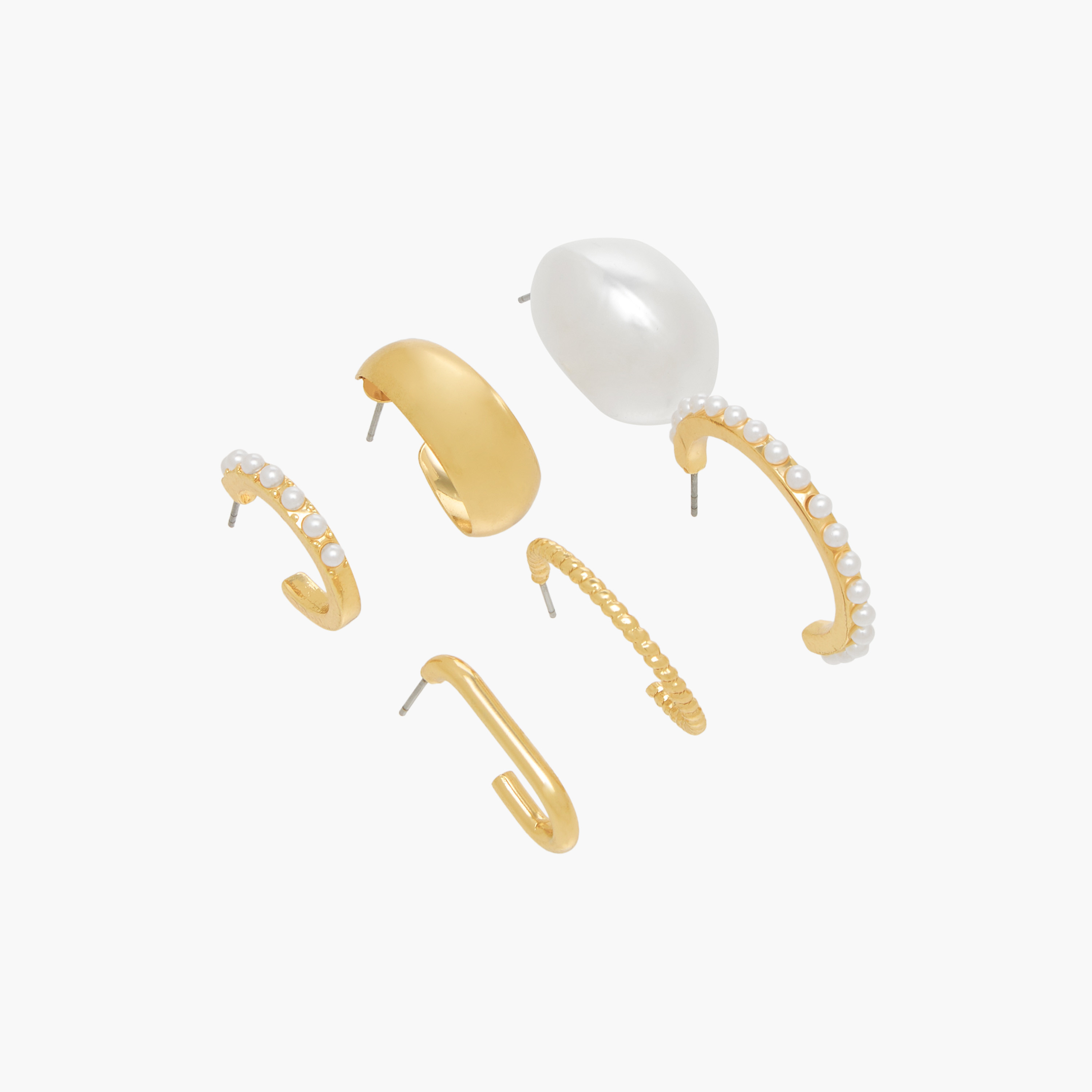 Pack of 6 Metallic Hoop Earrings with Pushback Closure-women-watchesandjewellery-jewellery-earrings-image-2
