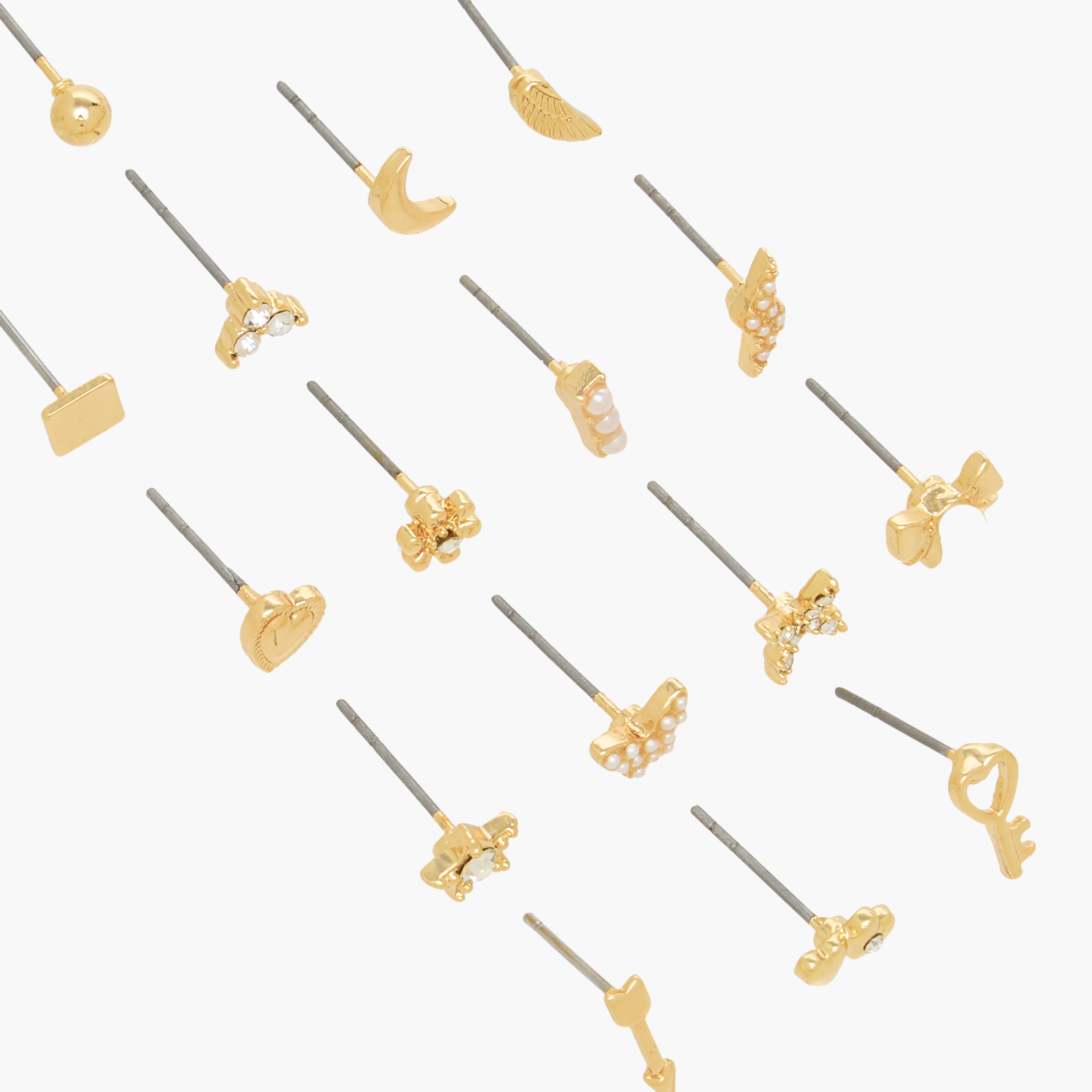 Pack of 20 Metallic Stud Earrings with Pushback Closure-women-watchesandjewellery-jewellery-earrings-image-3
