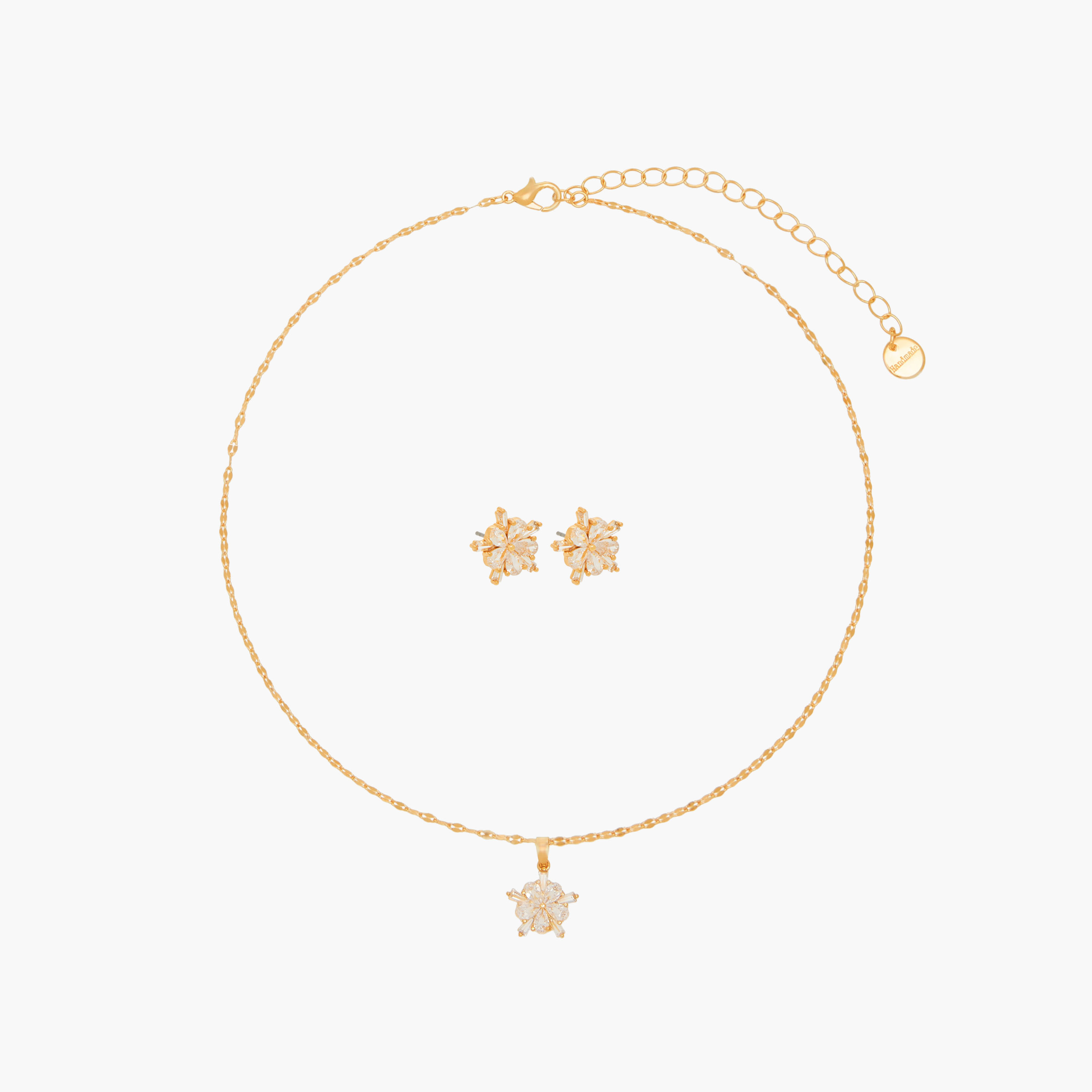 طقم حلق وعقد مزيّن بمكعب زيركون - قطعتين-women-watchesandjewellery-jewellery-jewellerysets-image-1