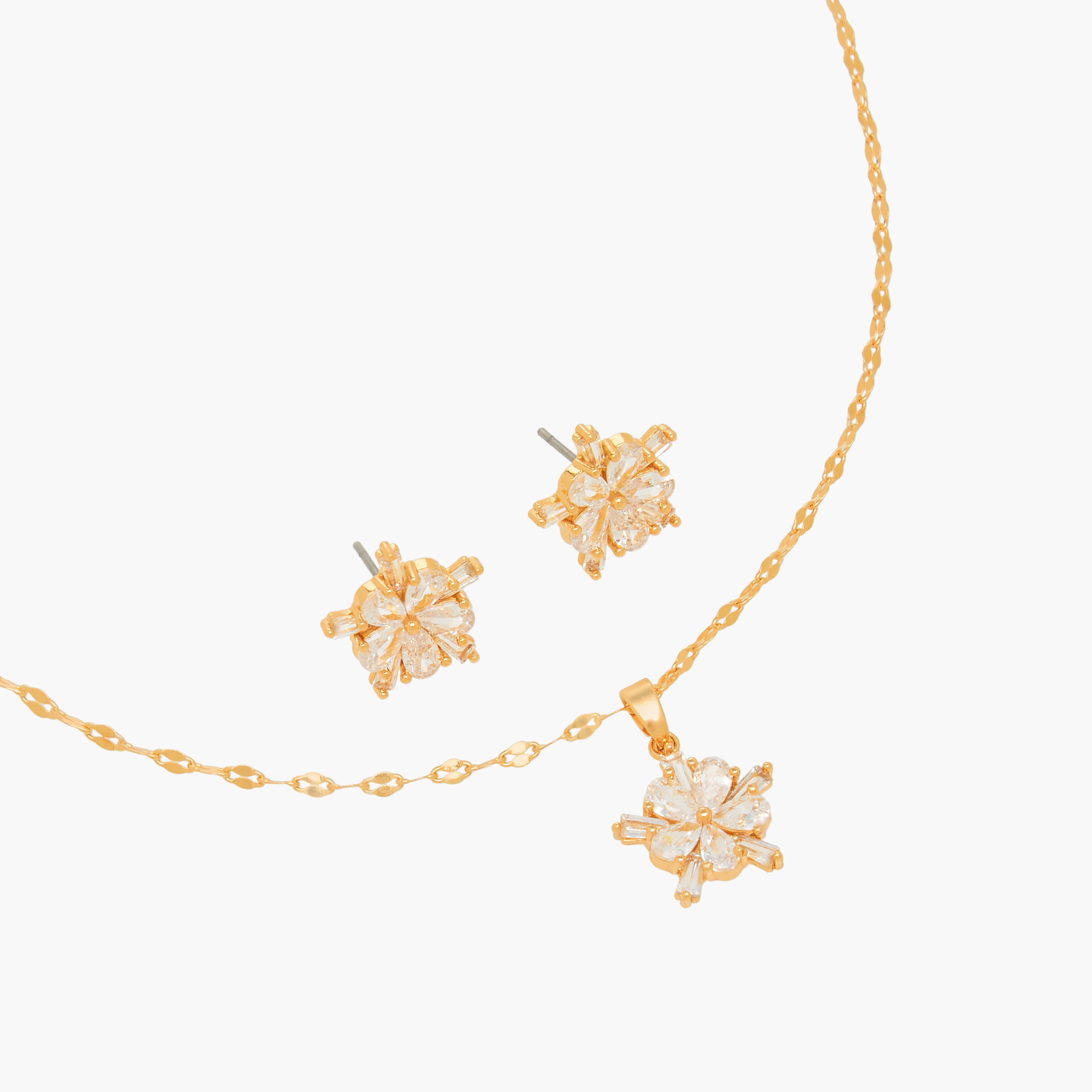 طقم حلق وعقد مزيّن بمكعب زيركون - قطعتين-women-watchesandjewellery-jewellery-jewellerysets-image-4