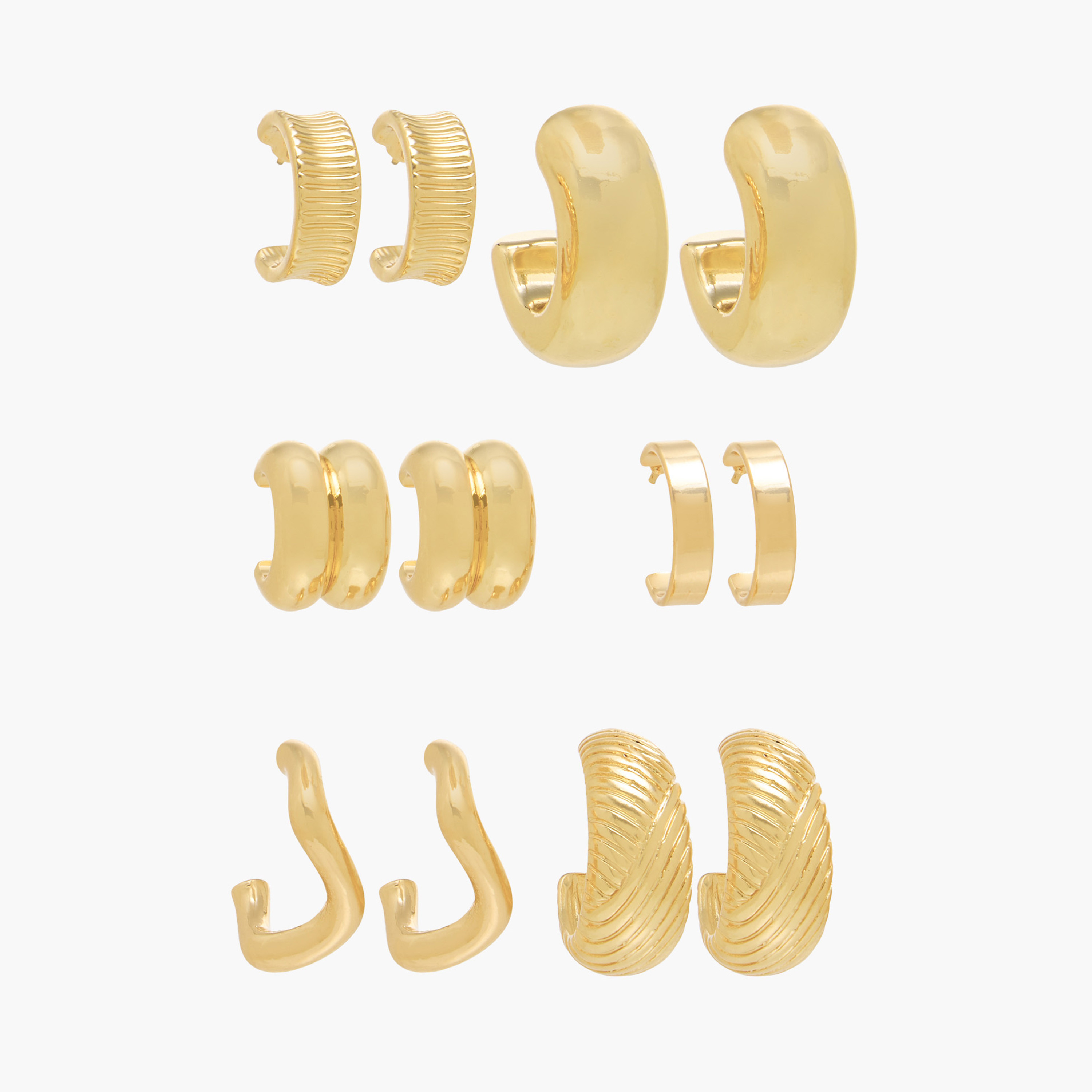 Pack of 6 Gold Tone Hoop Earrings with Pushback Closure-women-watchesandjewellery-jewellery-earrings-image-1
