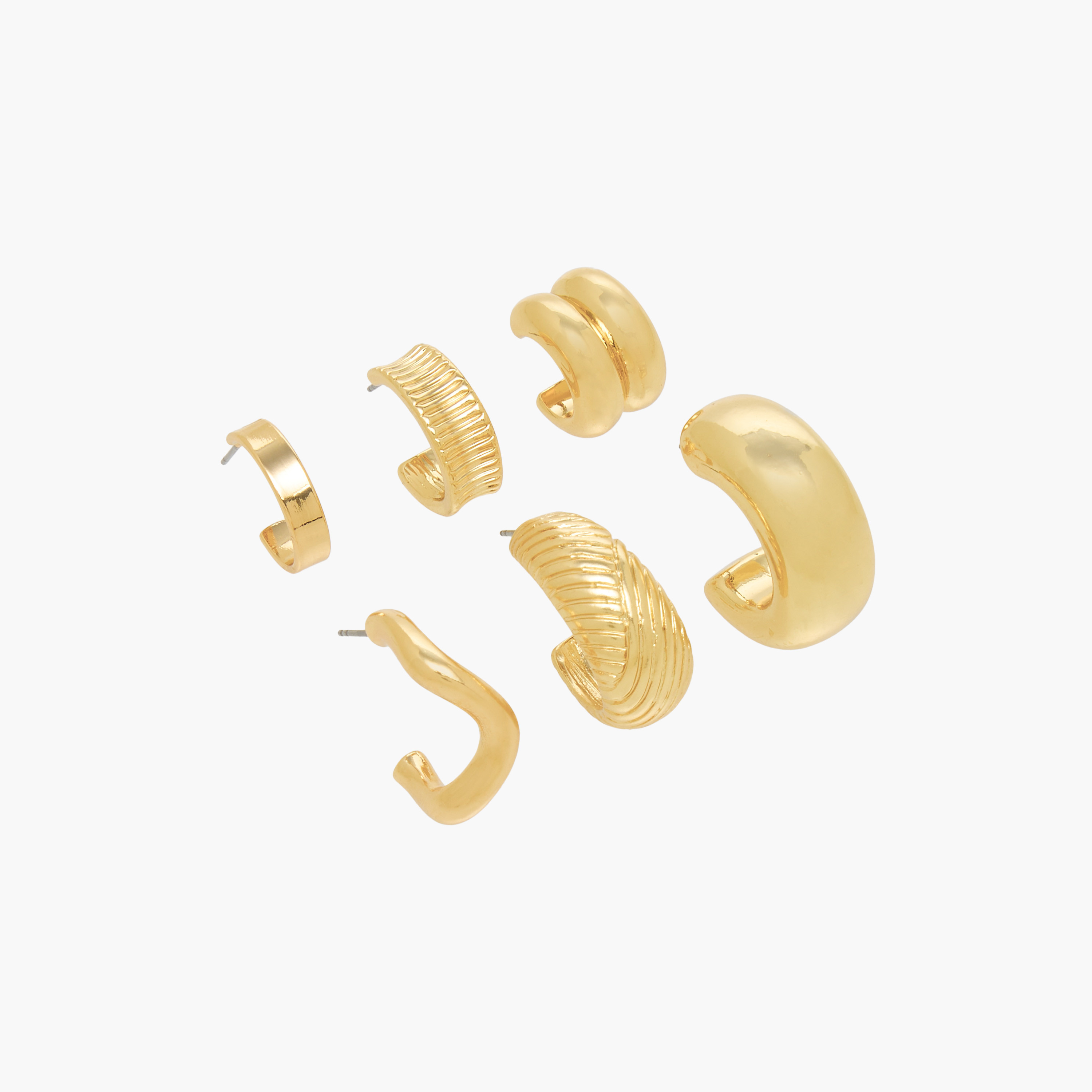 Pack of 6 Gold Tone Hoop Earrings with Pushback Closure-women-watchesandjewellery-jewellery-earrings-image-2
