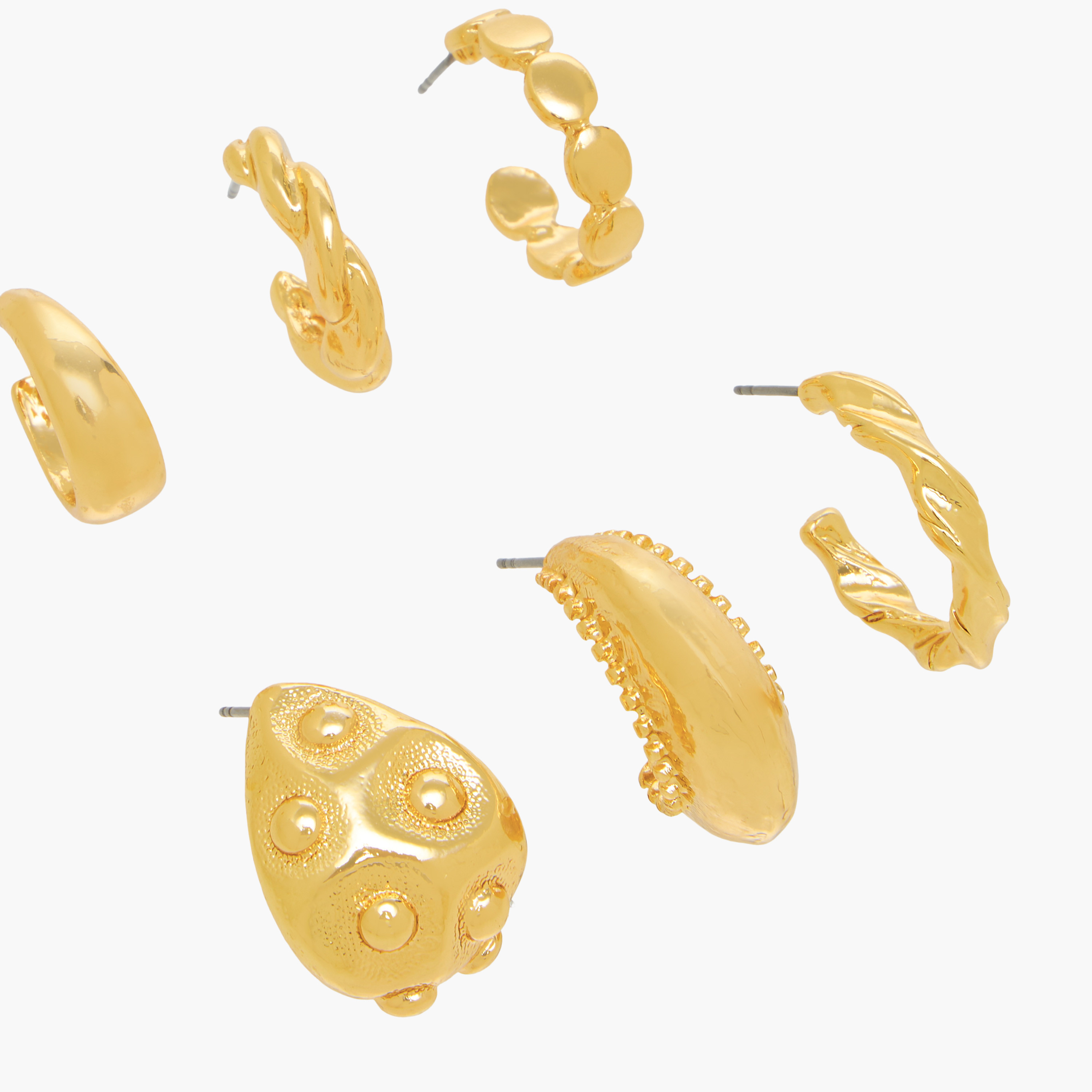 Pack of 6 Gold Tone Hoop Earrings with Pushback Closure-women-watchesandjewellery-jewellery-earrings-image-3