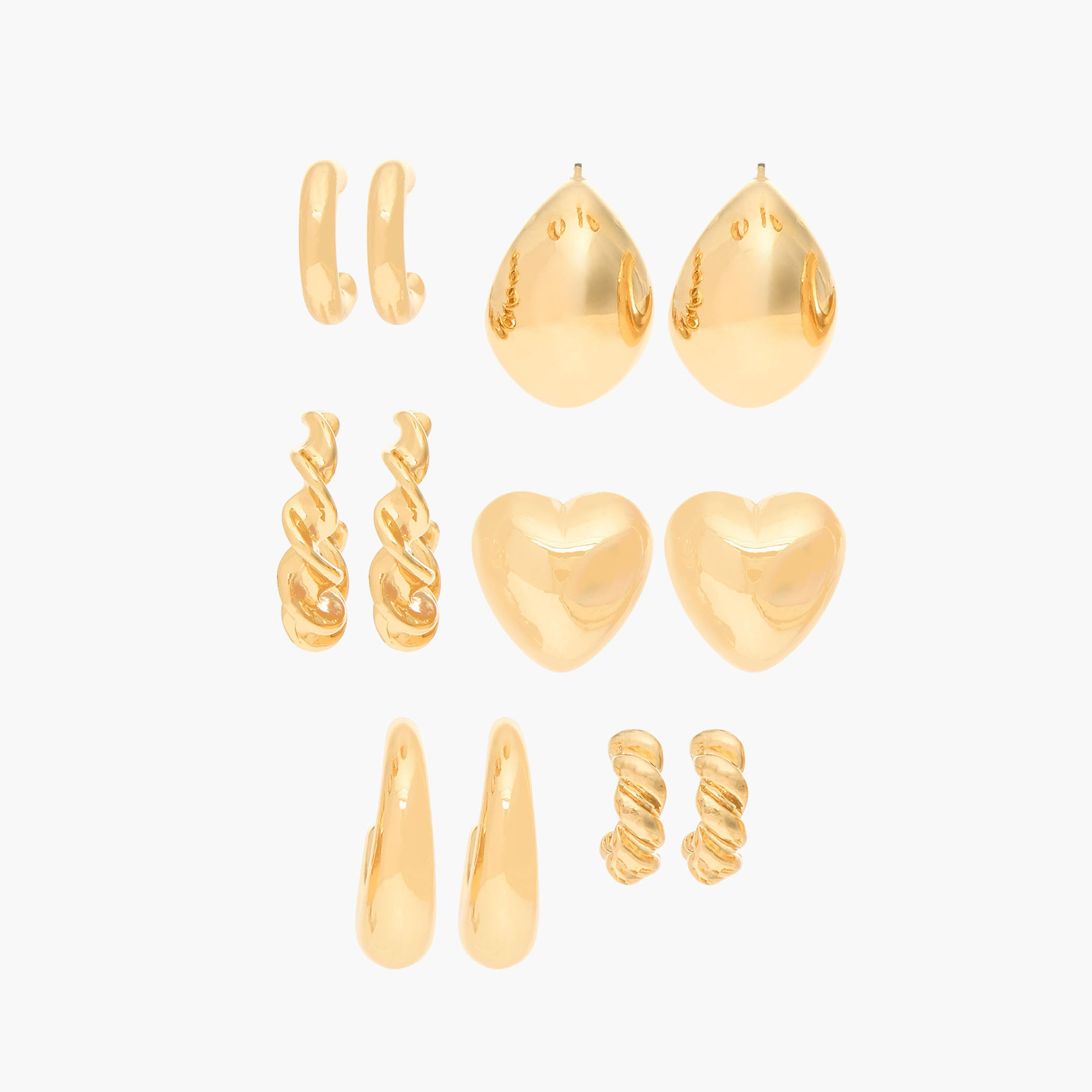 Pack of 6 Gold Tone Hoop Earrings with Pushback Closure-women-watchesandjewellery-jewellery-earrings-image-1