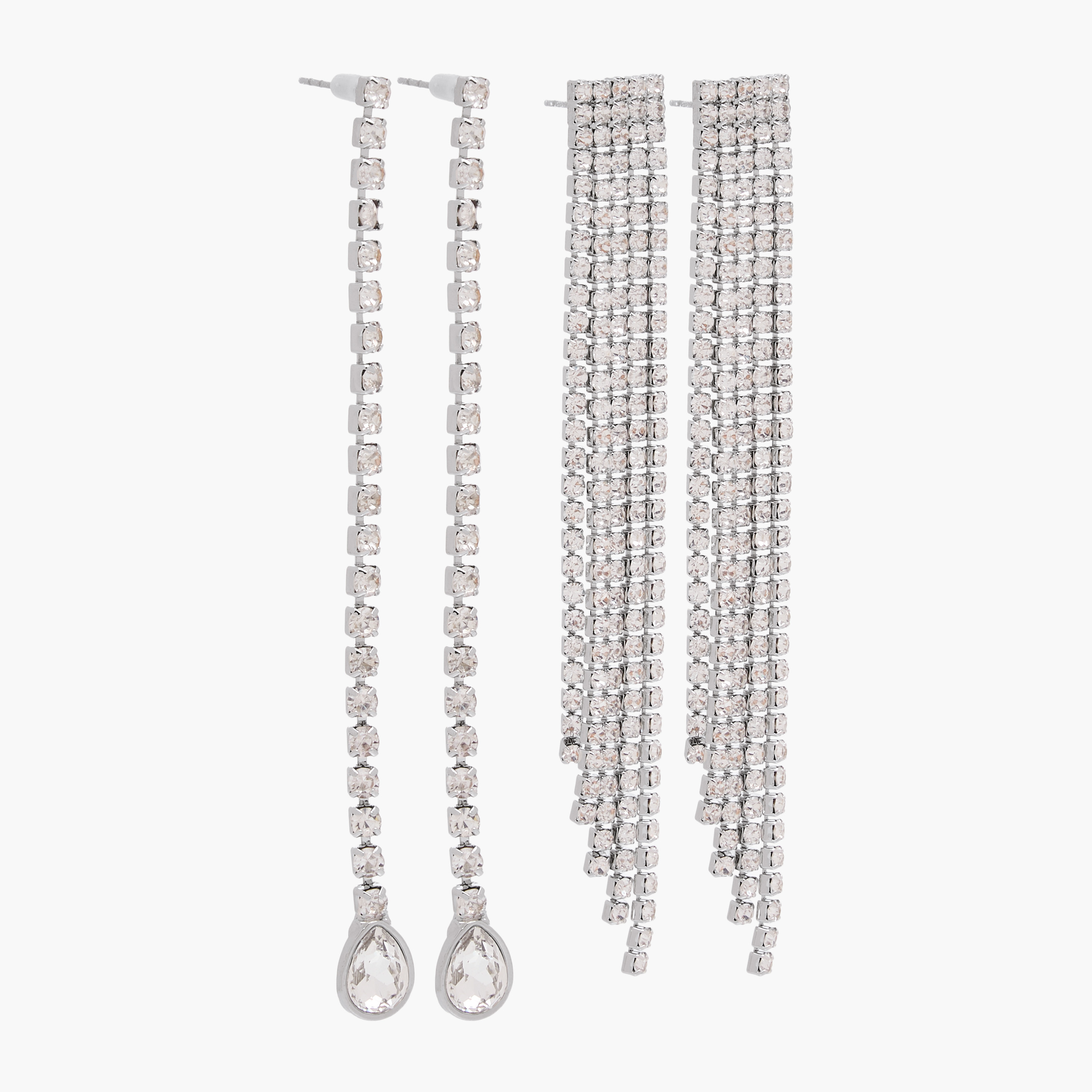 Pack of 3 Silver Tone Dangler Earrings with Pushback Closure-women-watchesandjewellery-jewellery-earrings-image-2