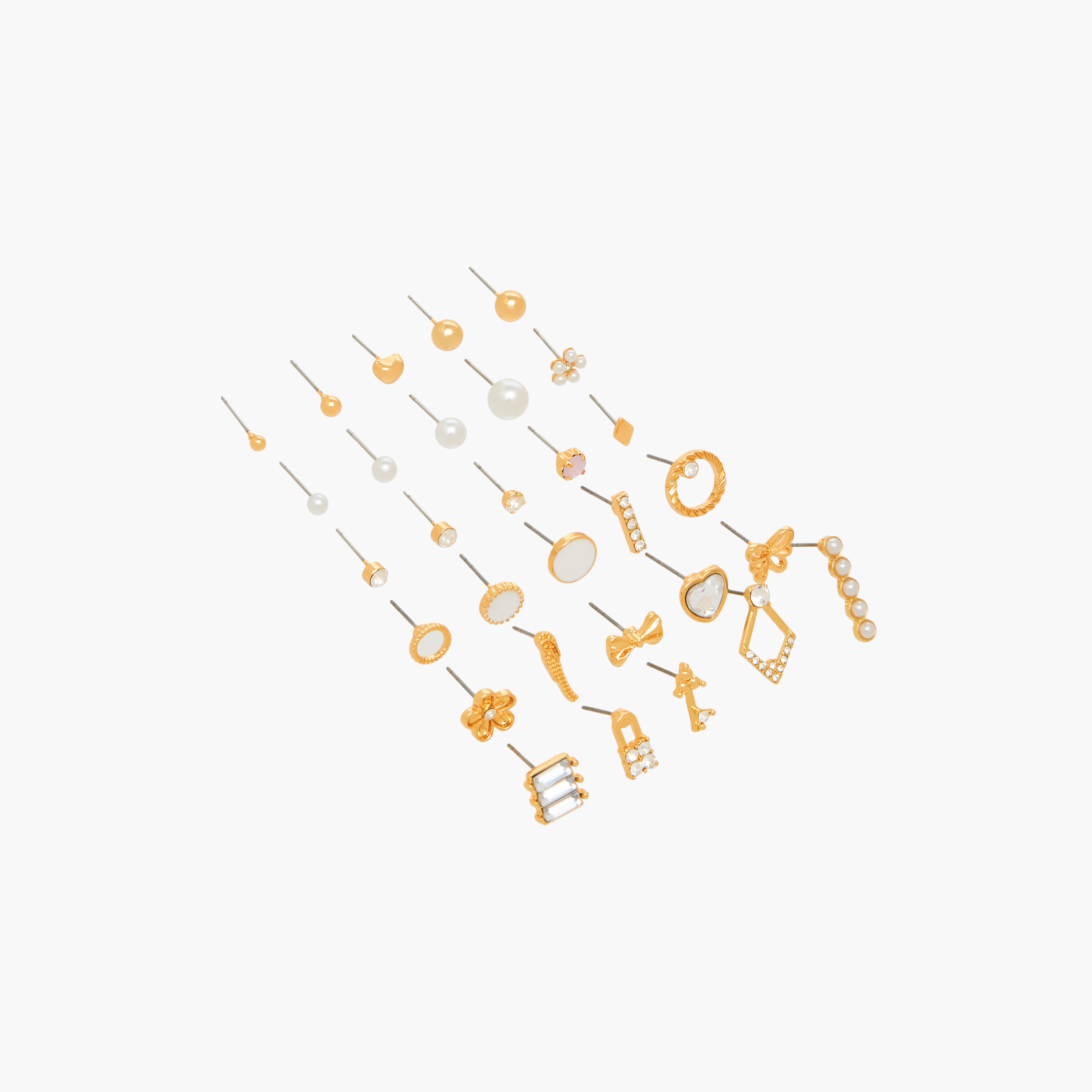 Pack of 30 Metallic Stud Earrings with Pushback Closure-women-watchesandjewellery-jewellery-earrings-image-2