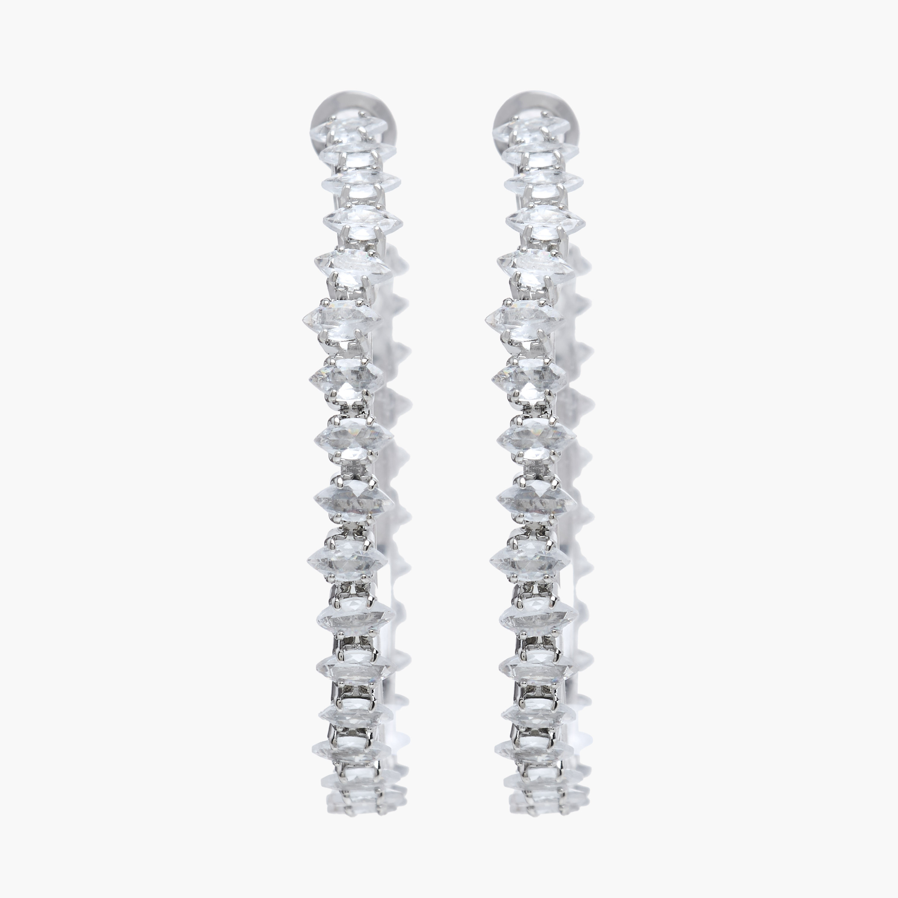 Silver Tone Cubic Zirconia Embellished Hoop Earrings with Clasp Closure-women-watchesandjewellery-jewellery-earrings-image-2