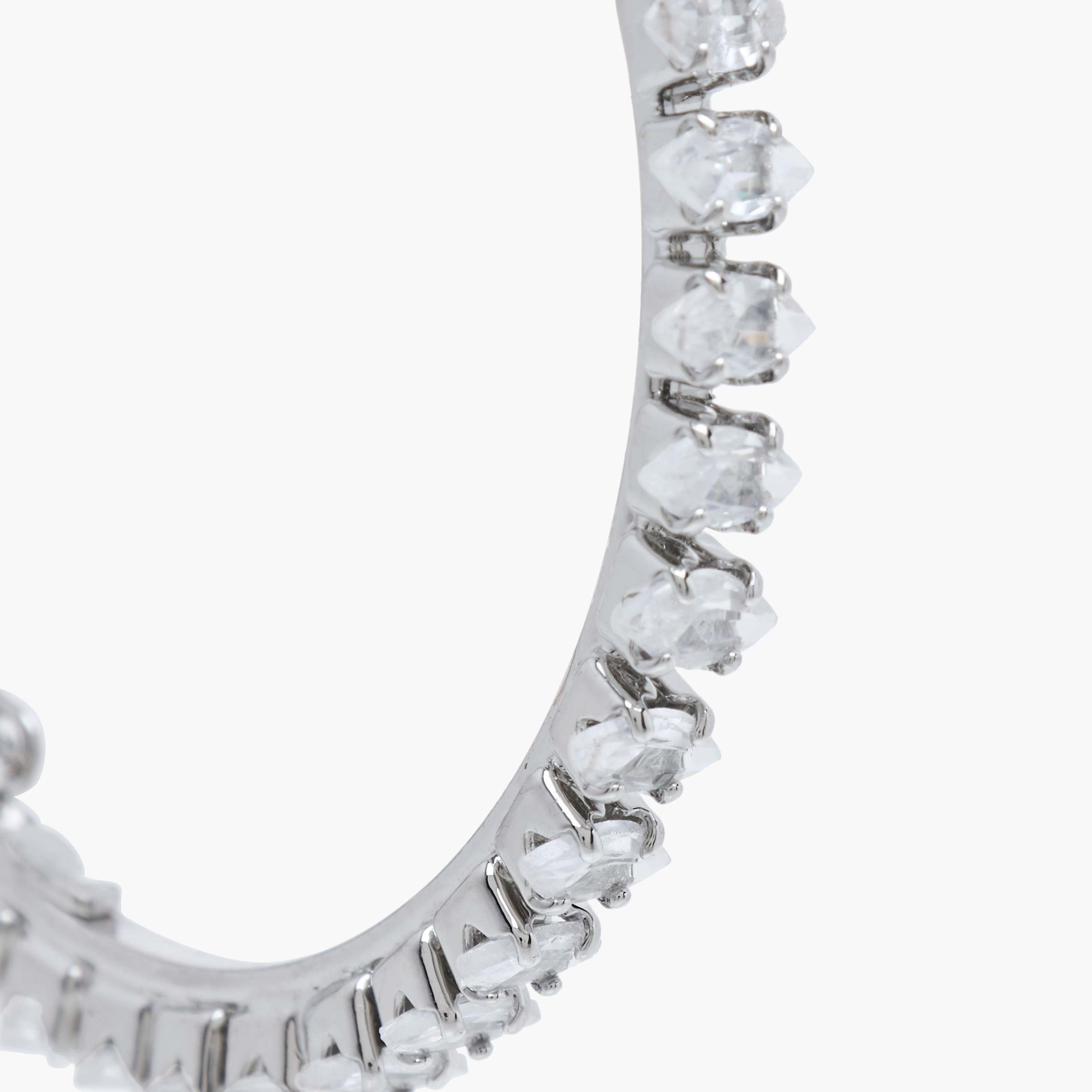 Silver Tone Cubic Zirconia Embellished Hoop Earrings with Clasp Closure-women-watchesandjewellery-jewellery-earrings-image-3