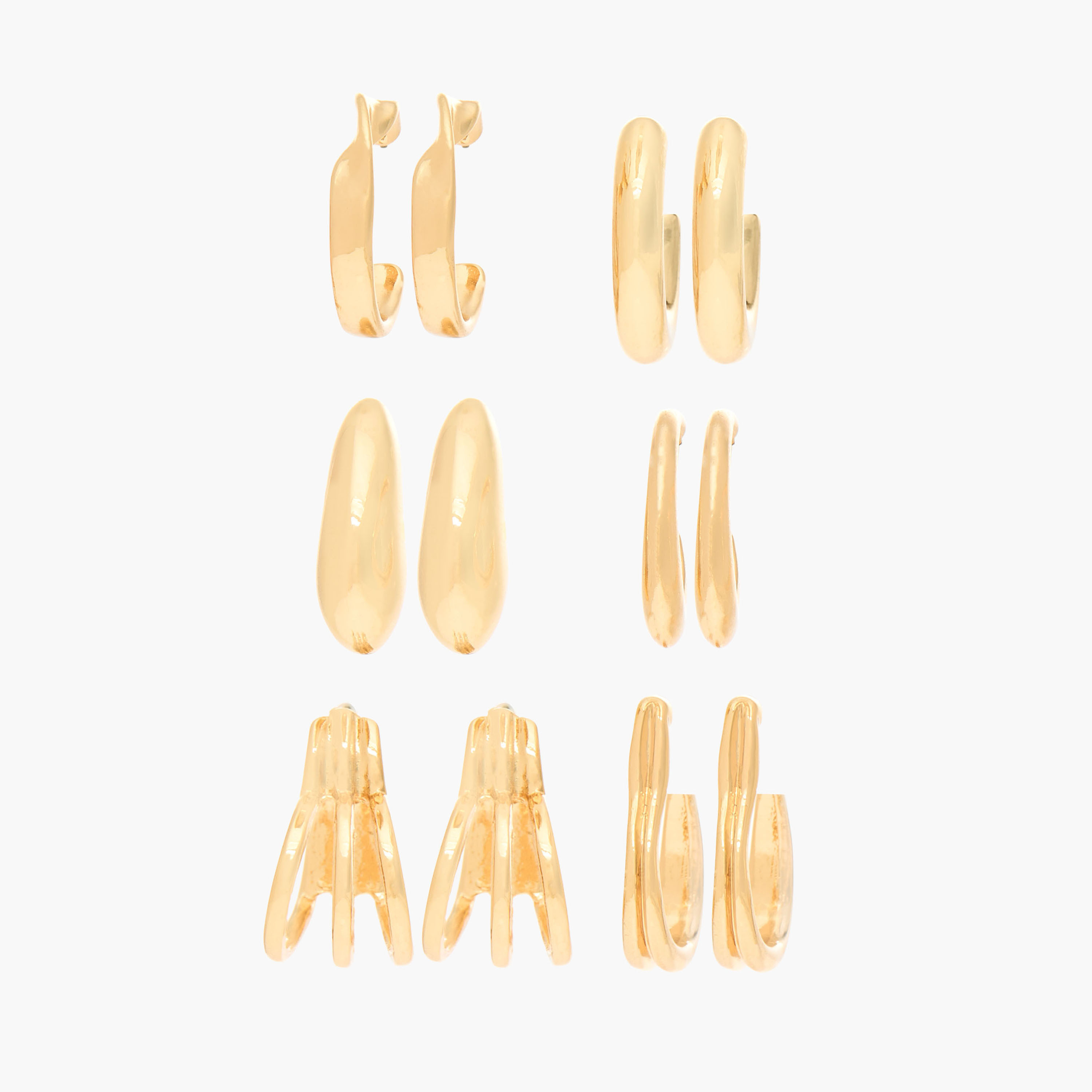 Pack of 6 Gold Tone Hoop Earrings with Pushback Closure-women-watchesandjewellery-jewellery-earrings-image-1