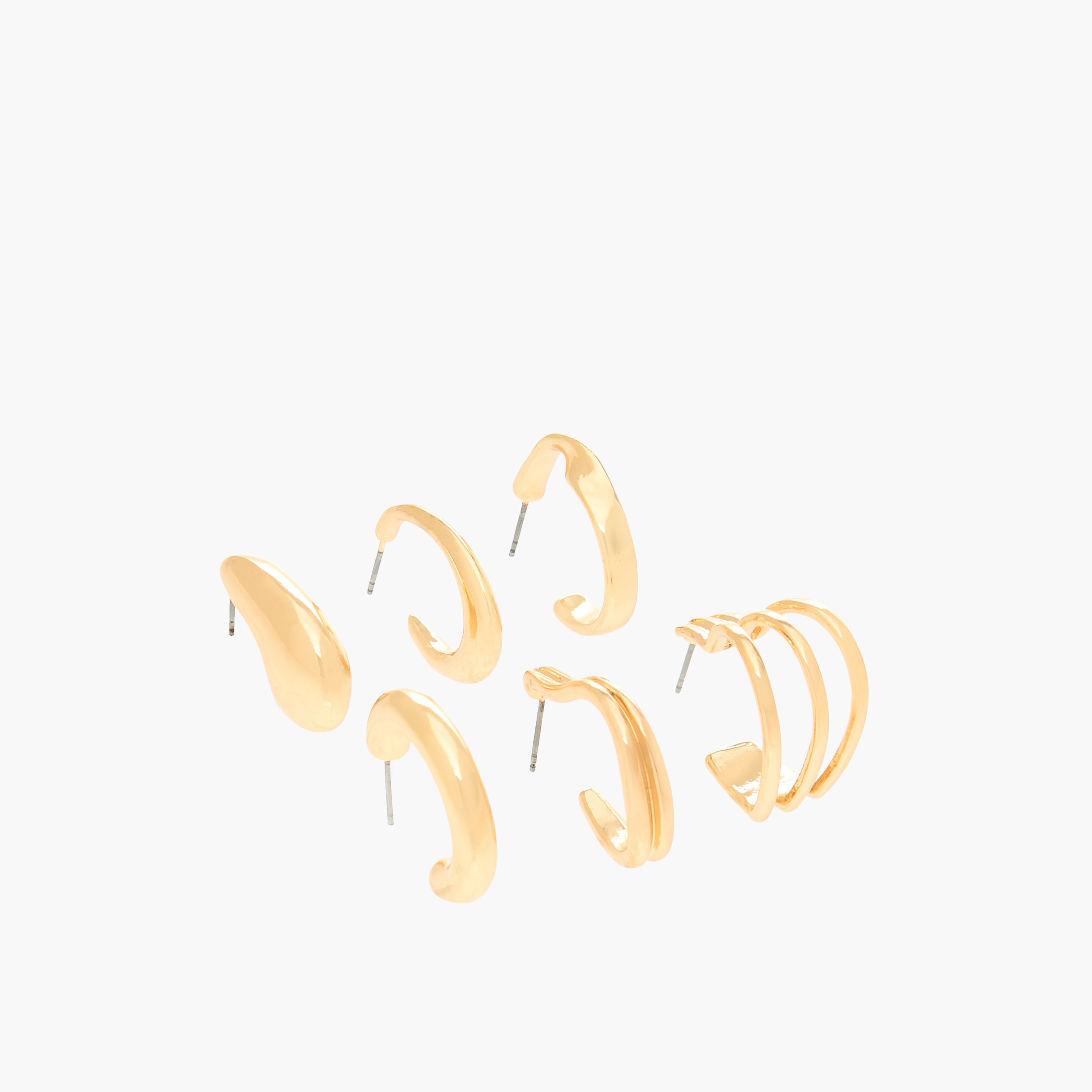 Pack of 6 Gold Tone Hoop Earrings with Pushback Closure-women-watchesandjewellery-jewellery-earrings-image-2