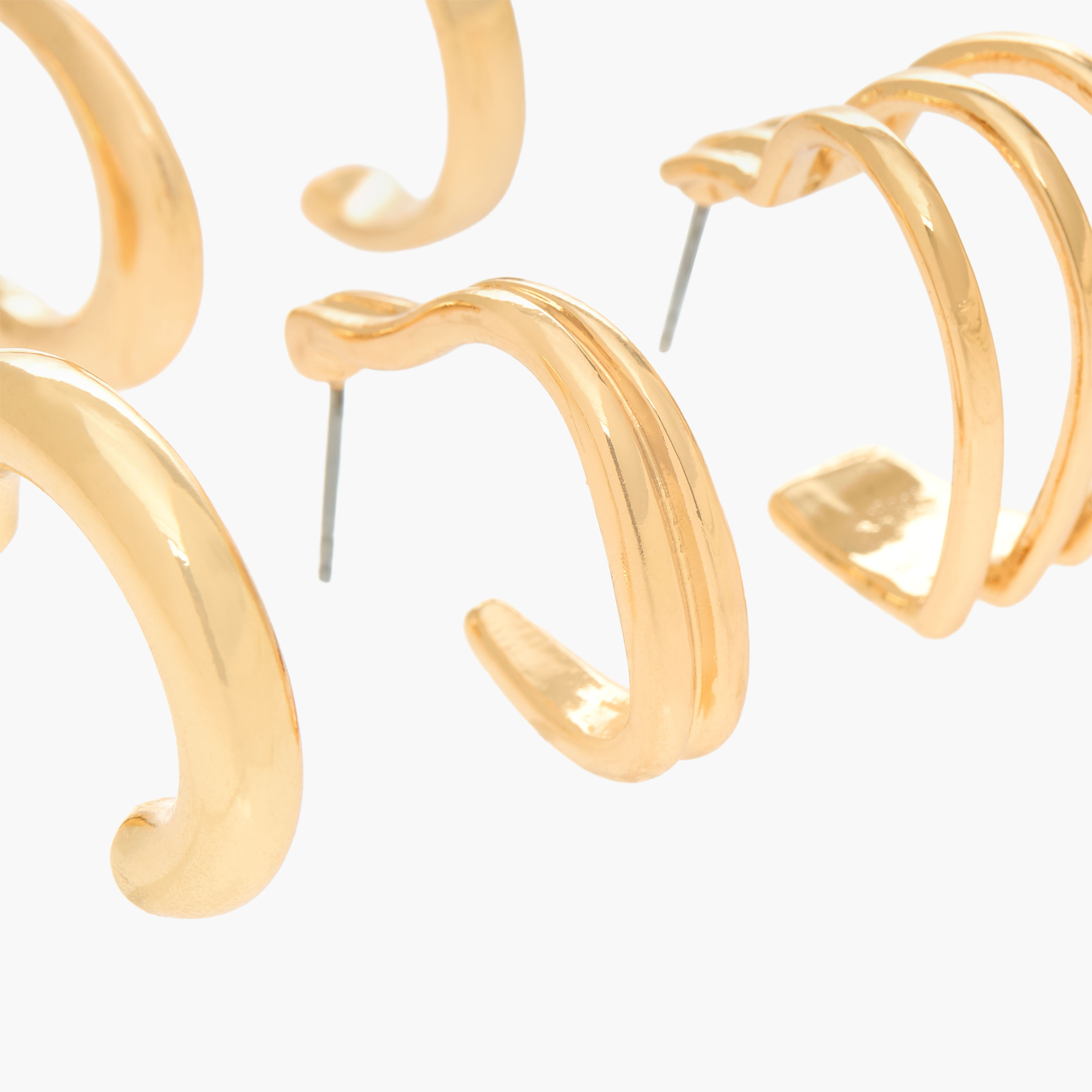 Pack of 6 Gold Tone Hoop Earrings with Pushback Closure-women-watchesandjewellery-jewellery-earrings-image-3
