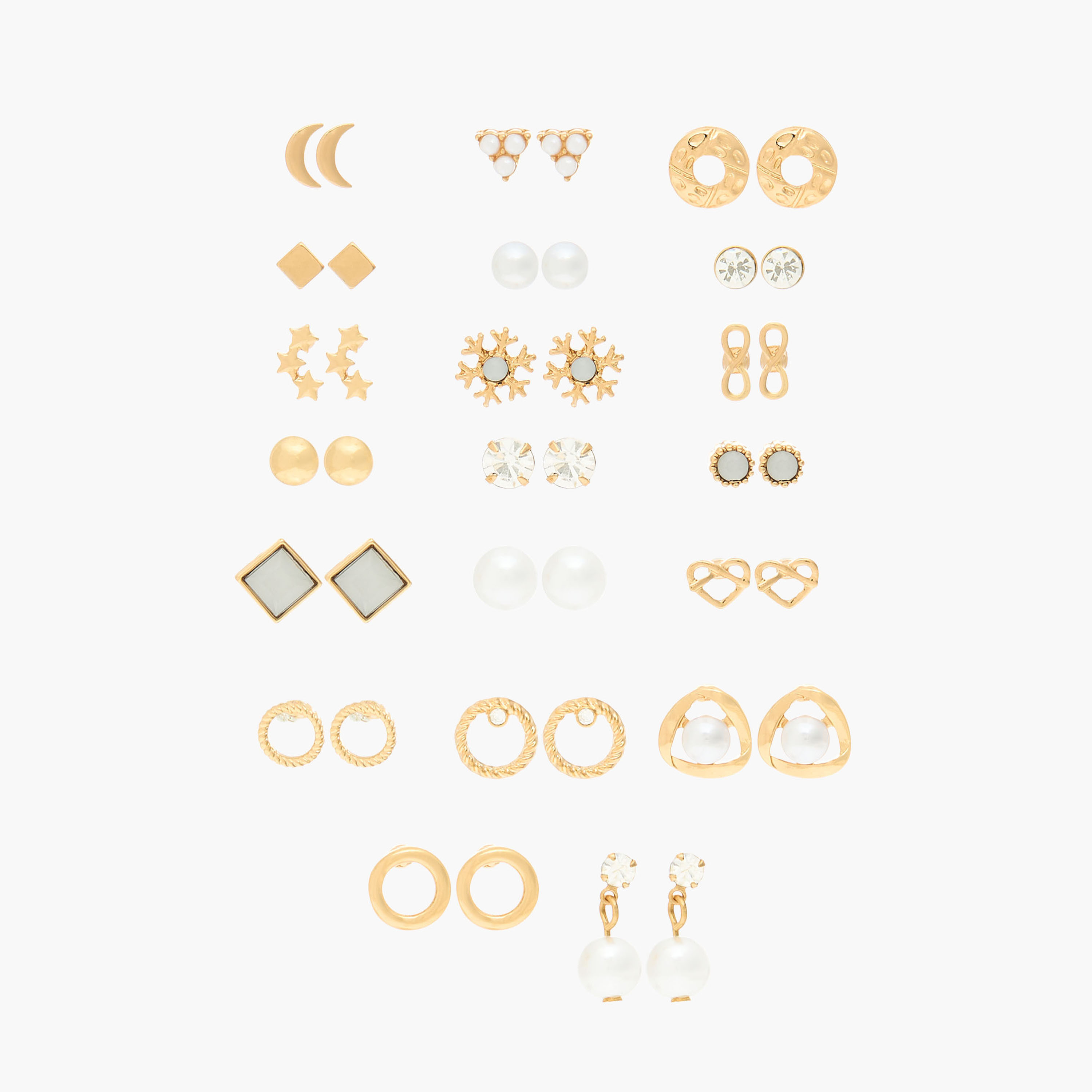 Pack of 20 Assorted Stud Earrings with Pushback Closure-women-watchesandjewellery-jewellery-earrings-image-1