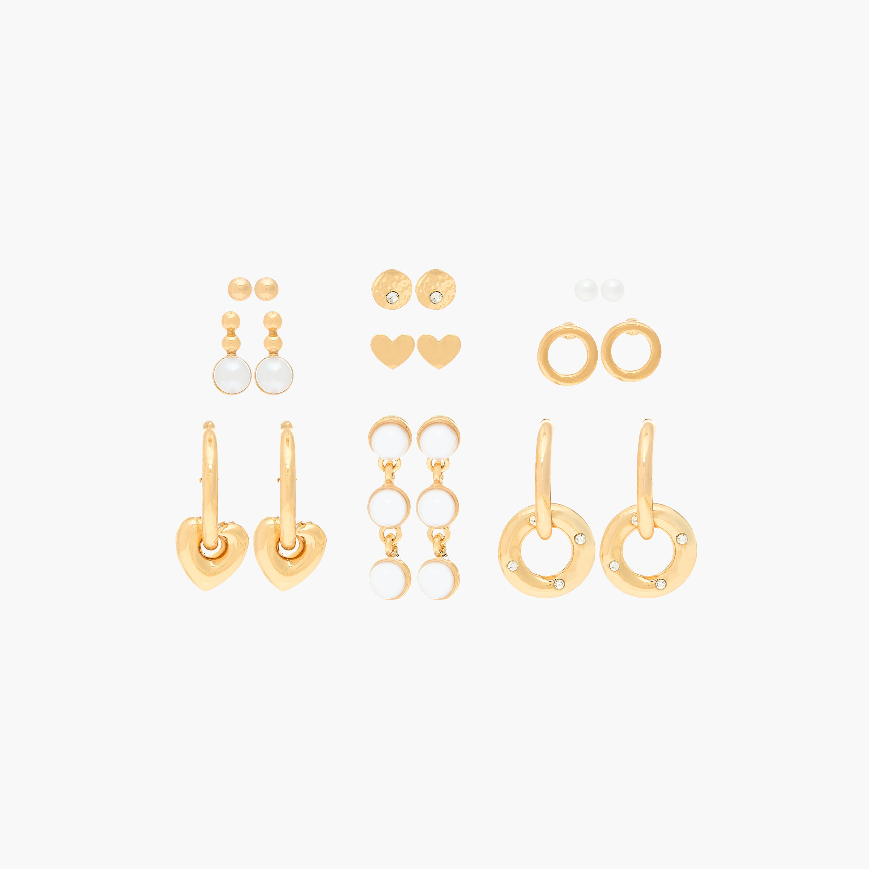 Pack of 9 Metal Assorted Earrings with Pushback Closure-women-watchesandjewellery-jewellery-earrings-image-1