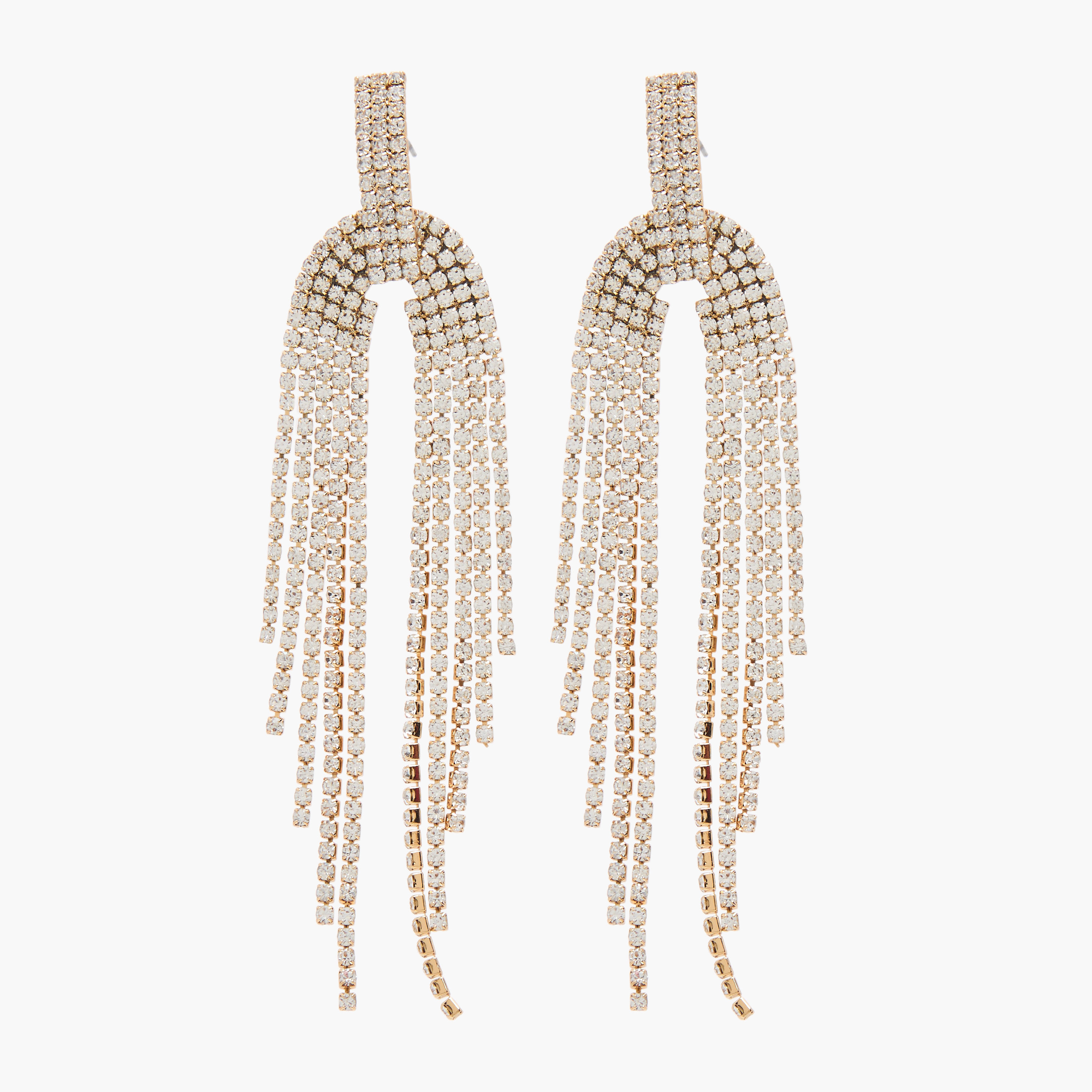 Metallic Diamante Embellished Dangler Earrings with Pushback Closure-women-watchesandjewellery-jewellery-earrings-image-1