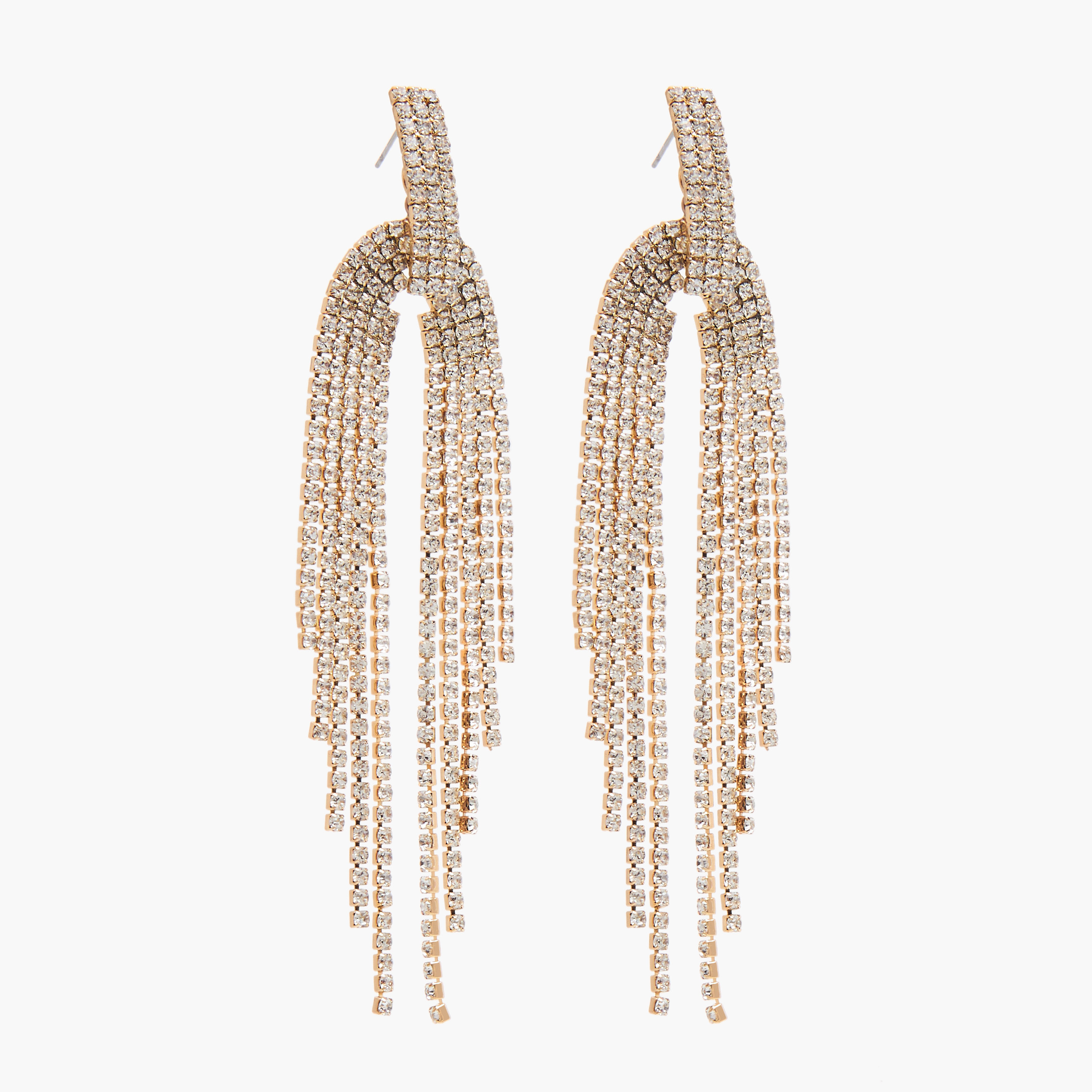 Metallic Diamante Embellished Dangler Earrings with Pushback Closure-women-watchesandjewellery-jewellery-earrings-image-2