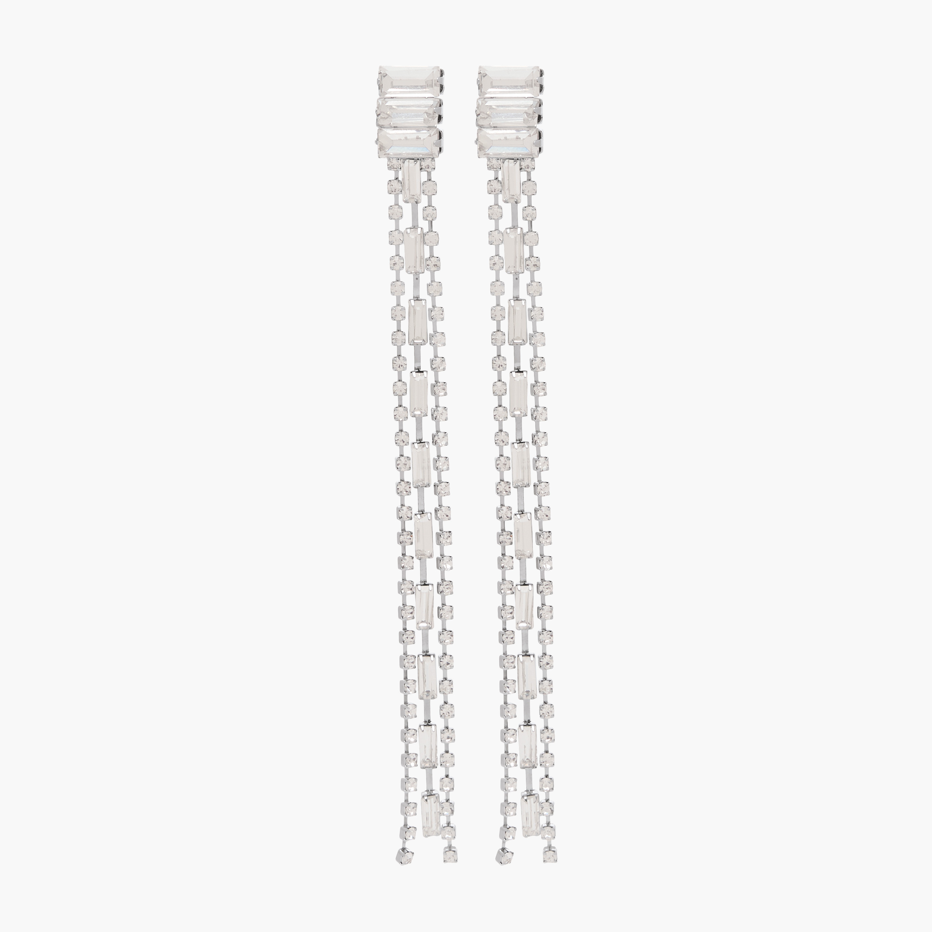 Silver Tone Embellished Dangler Earrings with Pushback Closure-women-watchesandjewellery-jewellery-earrings-image-1