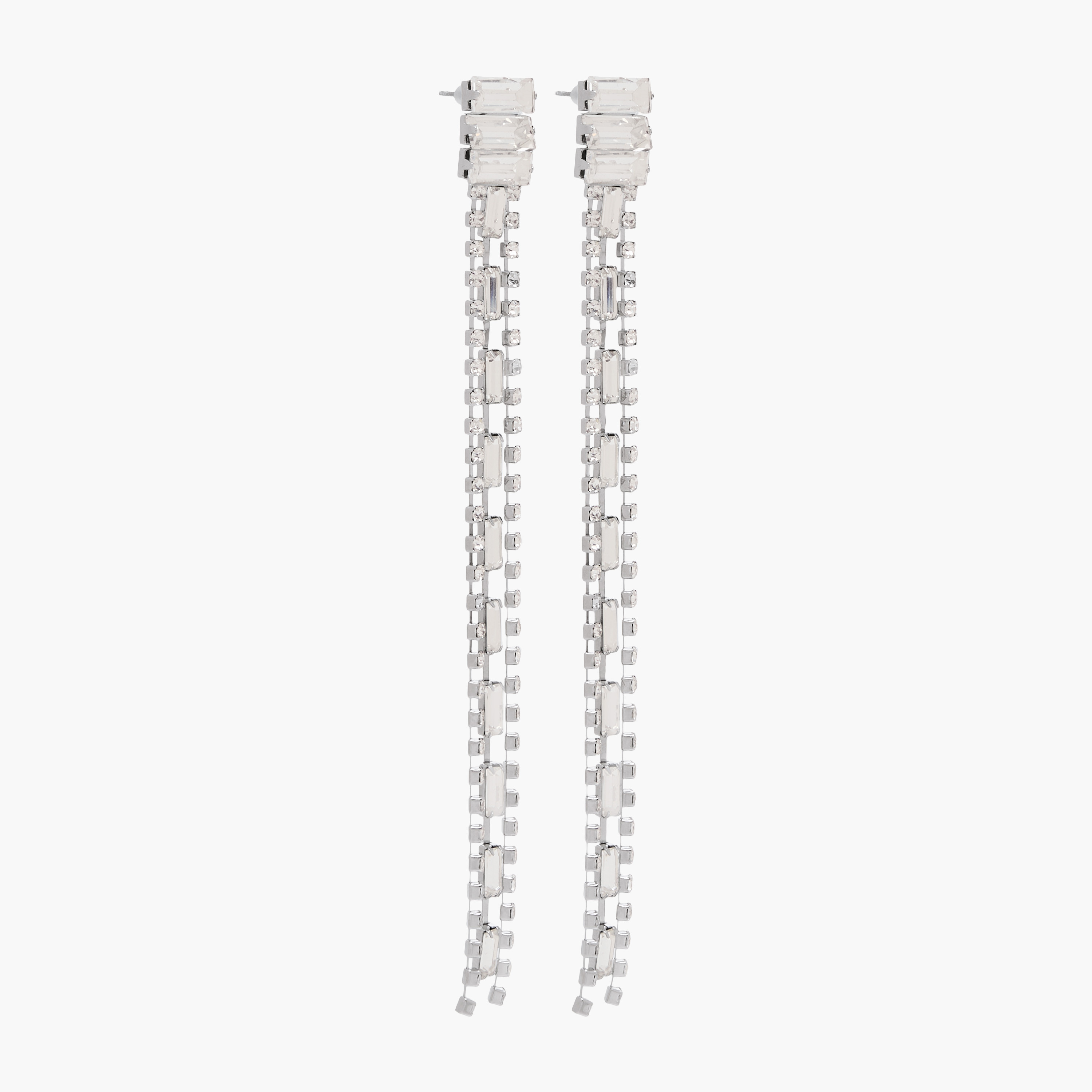 Silver Tone Embellished Dangler Earrings with Pushback Closure-women-watchesandjewellery-jewellery-earrings-image-2