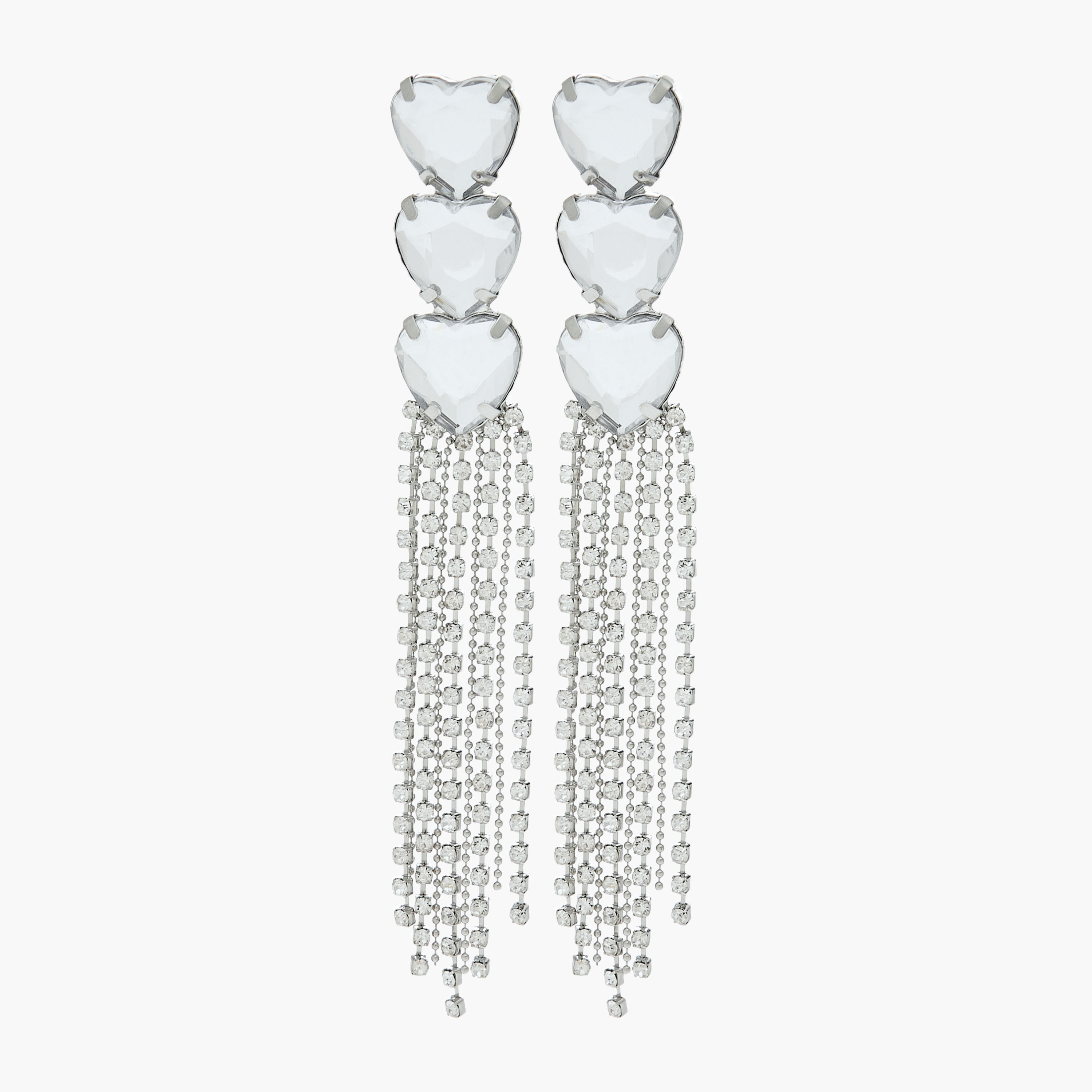 حلقان متدلية مزينة بشرابات باللون الفضي مع مكبس إغلاق خلفي-women-watchesandjewellery-jewellery-earrings-image-1