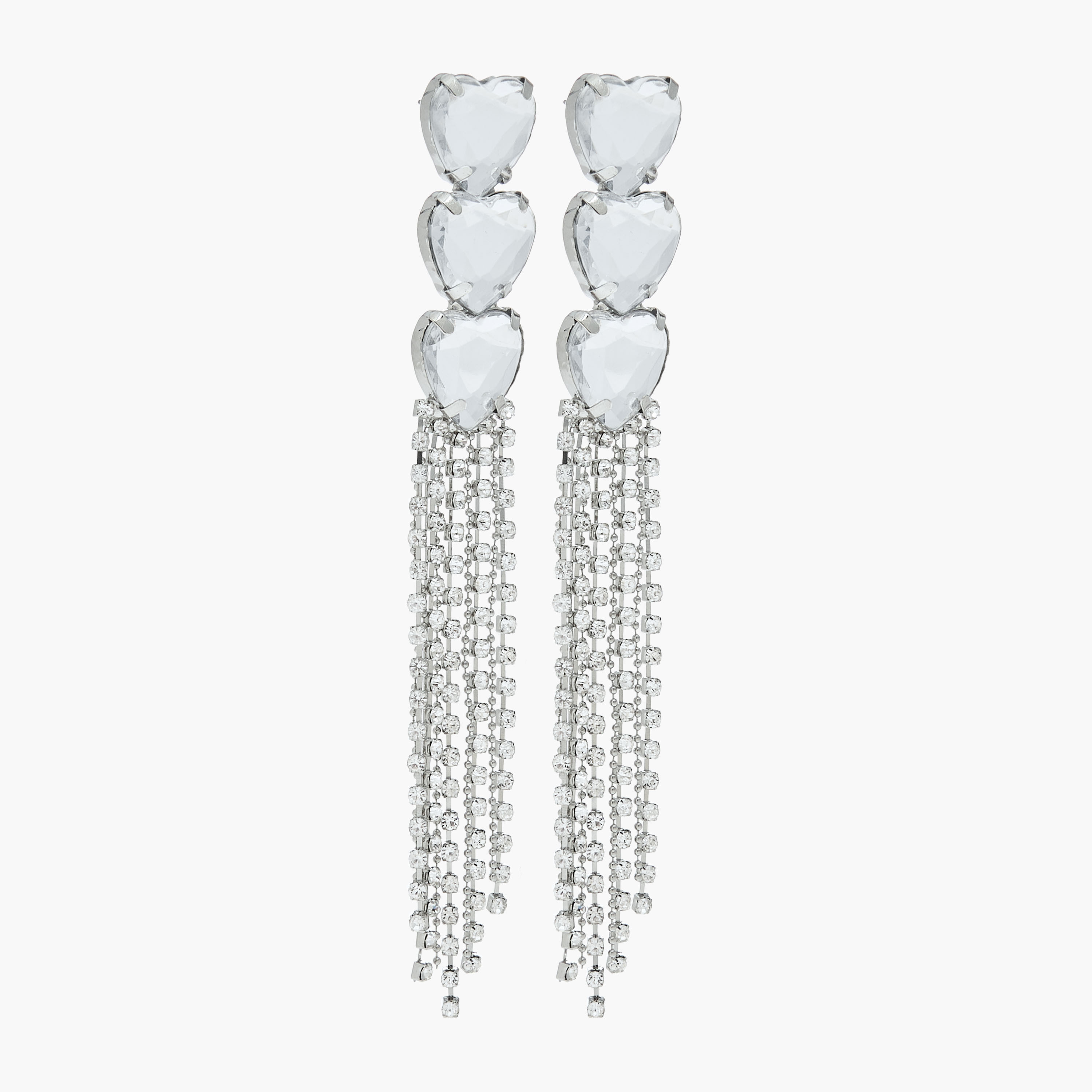 حلقان متدلية مزينة بشرابات باللون الفضي مع مكبس إغلاق خلفي-women-watchesandjewellery-jewellery-earrings-image-2