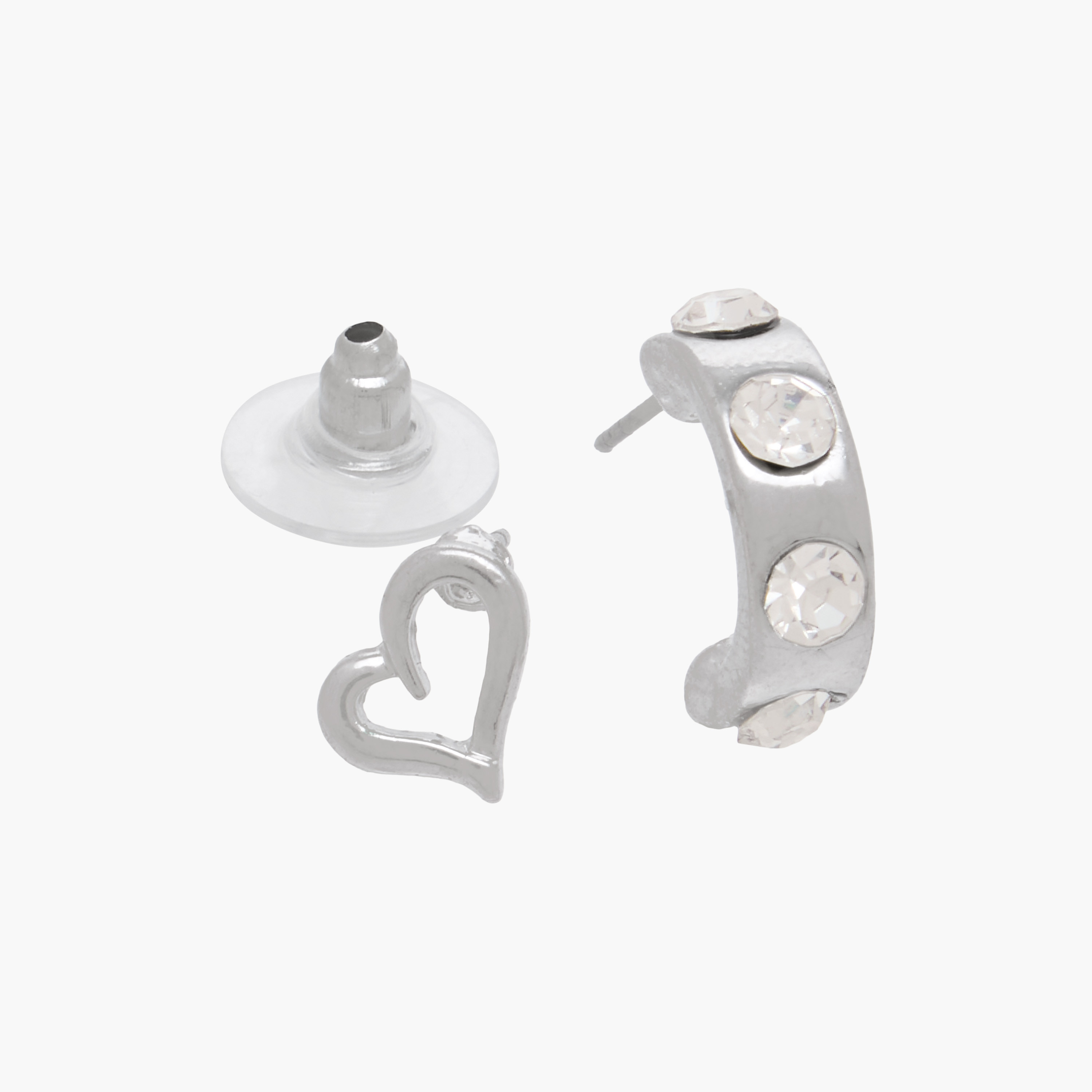 Pack of 9 Silver Tone Assorted Earrings with Pushback Closure-women-watchesandjewellery-jewellery-earrings-image-4