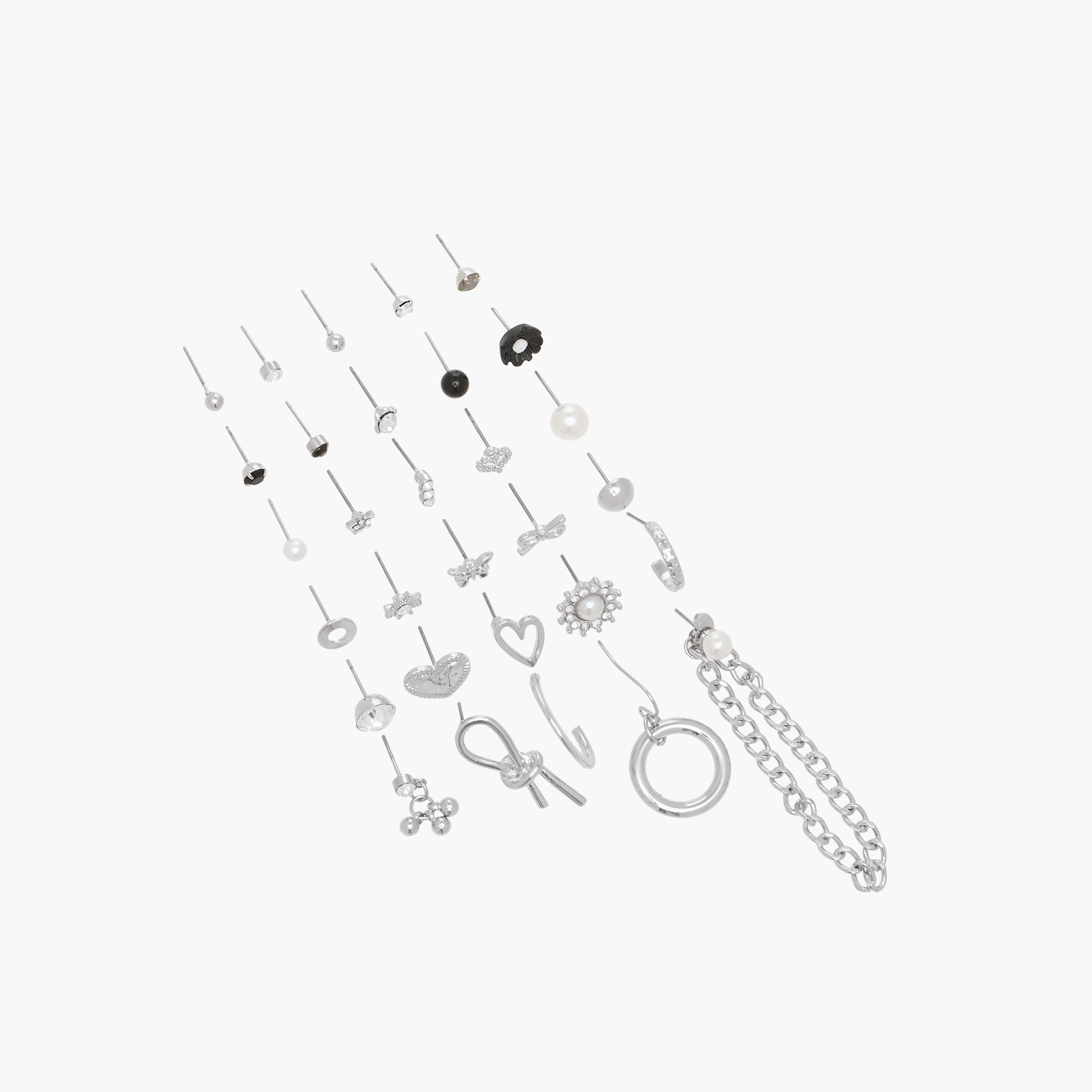 Pack of 30 Silver Tone Earrings with Pushback Closure-women-watchesandjewellery-jewellery-earrings-image-2