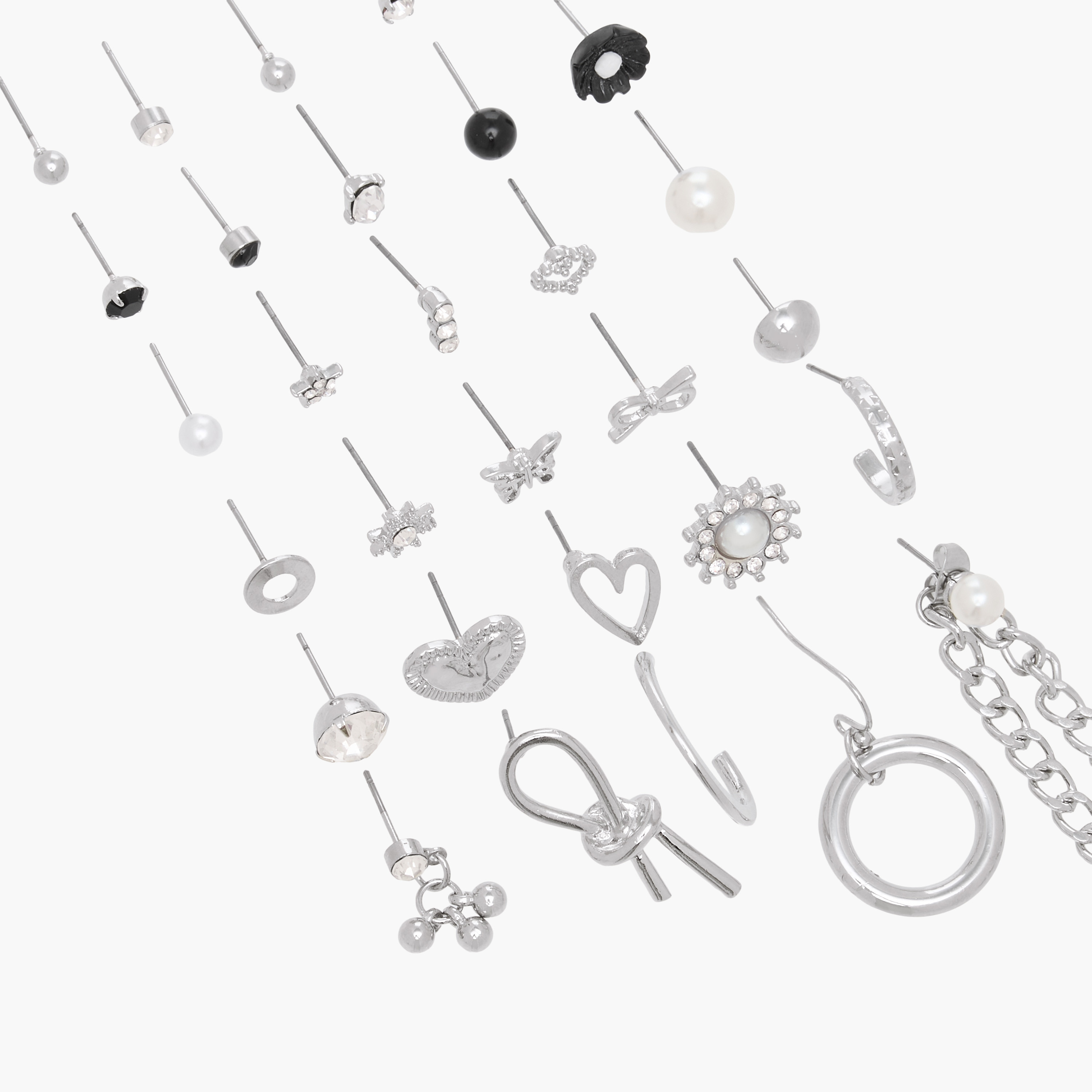 Pack of 30 Silver Tone Earrings with Pushback Closure-women-watchesandjewellery-jewellery-earrings-image-3