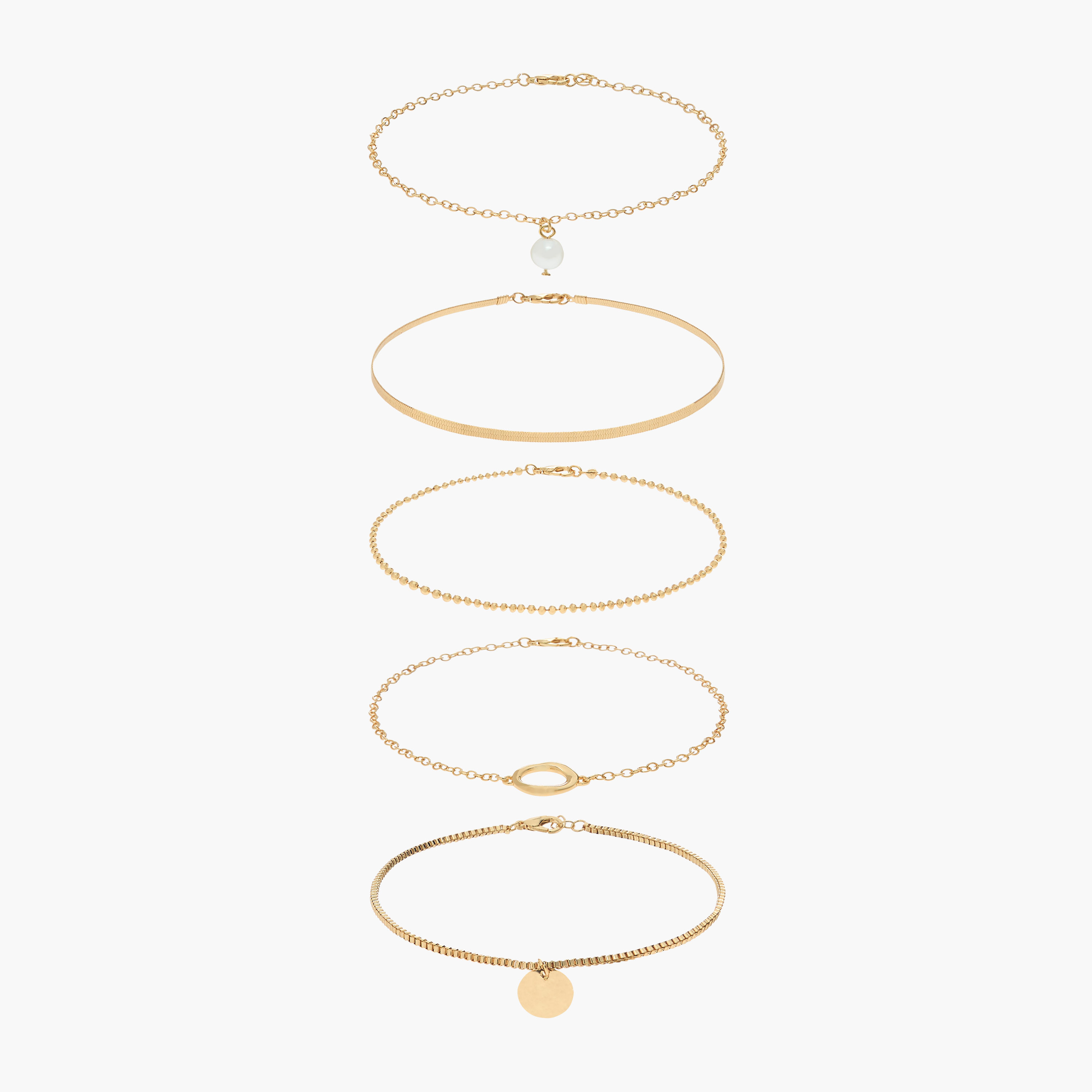 خلاخيل سلسلة معدن - عبوة 5 قطع-women-watchesandjewellery-jewellery-anklets-image-10