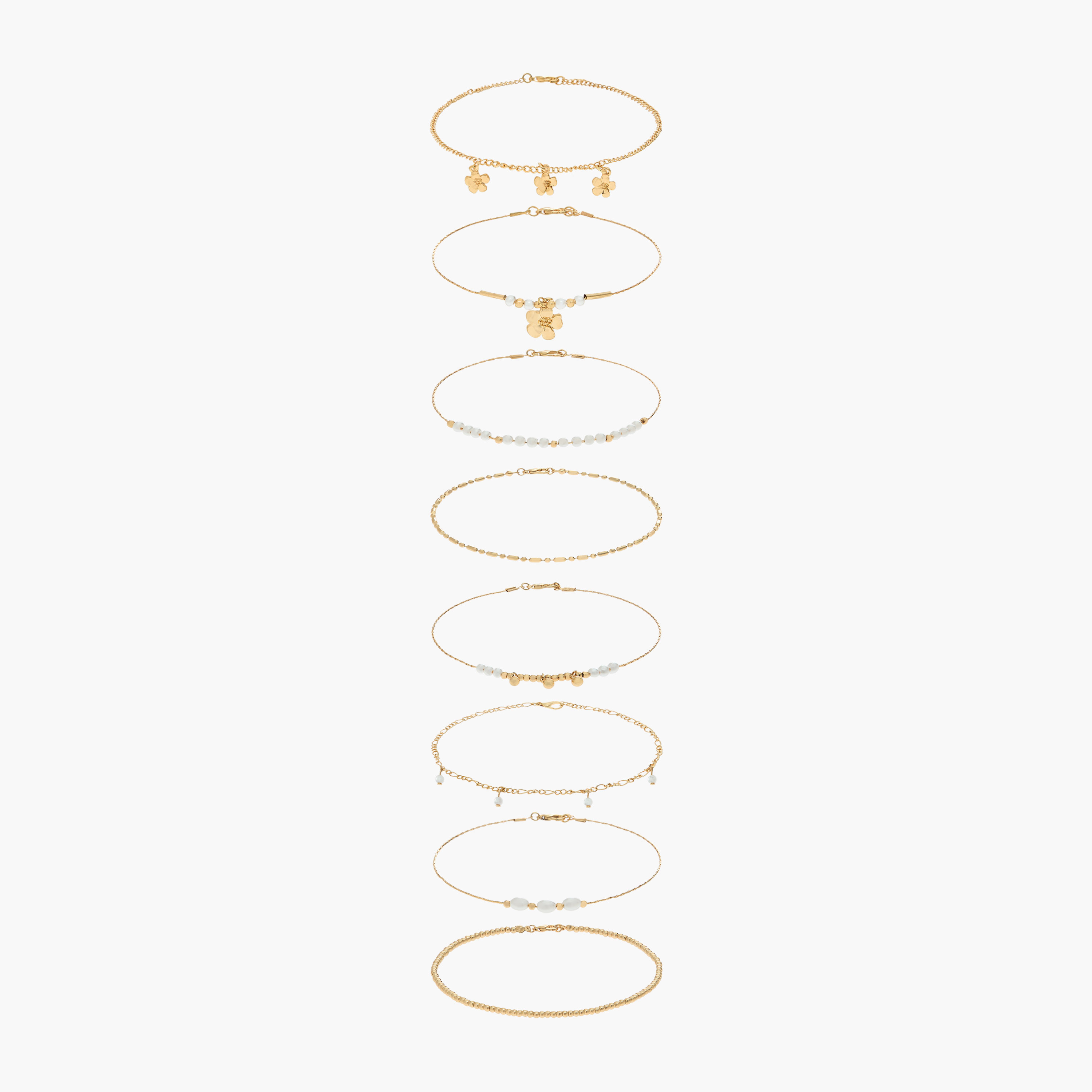 Pack of 5 Gold Tone Assorted Anklet-women-watchesandjewellery-jewellery-anklets-image-1