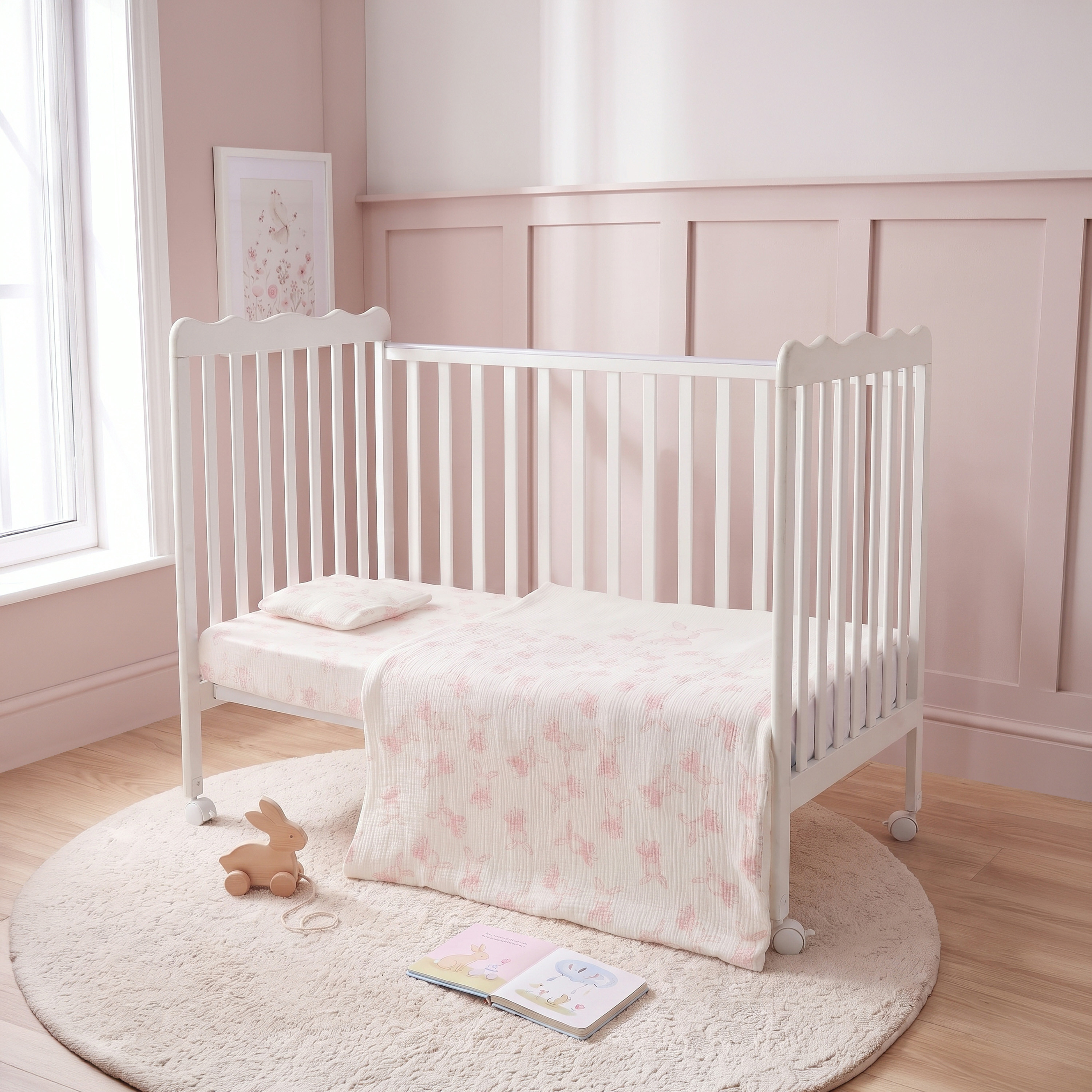 طقم لحاف 3 قطع بطبعات أرنب من جونيورز - 58x45x41 سم-baby-nursery-babybedding-image-1