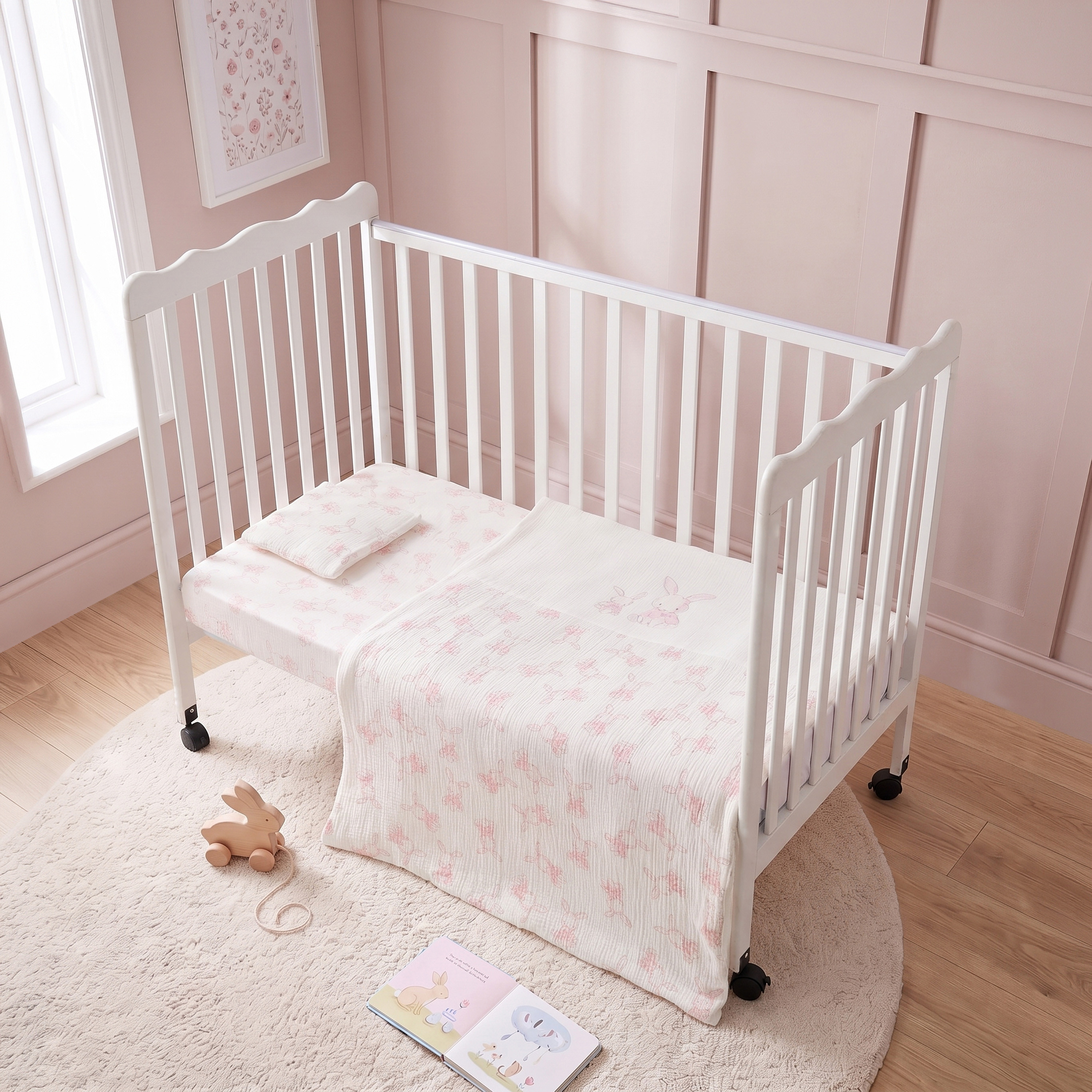 طقم لحاف 3 قطع بطبعات أرنب من جونيورز - 58x45x41 سم-baby-nursery-babybedding-image-2