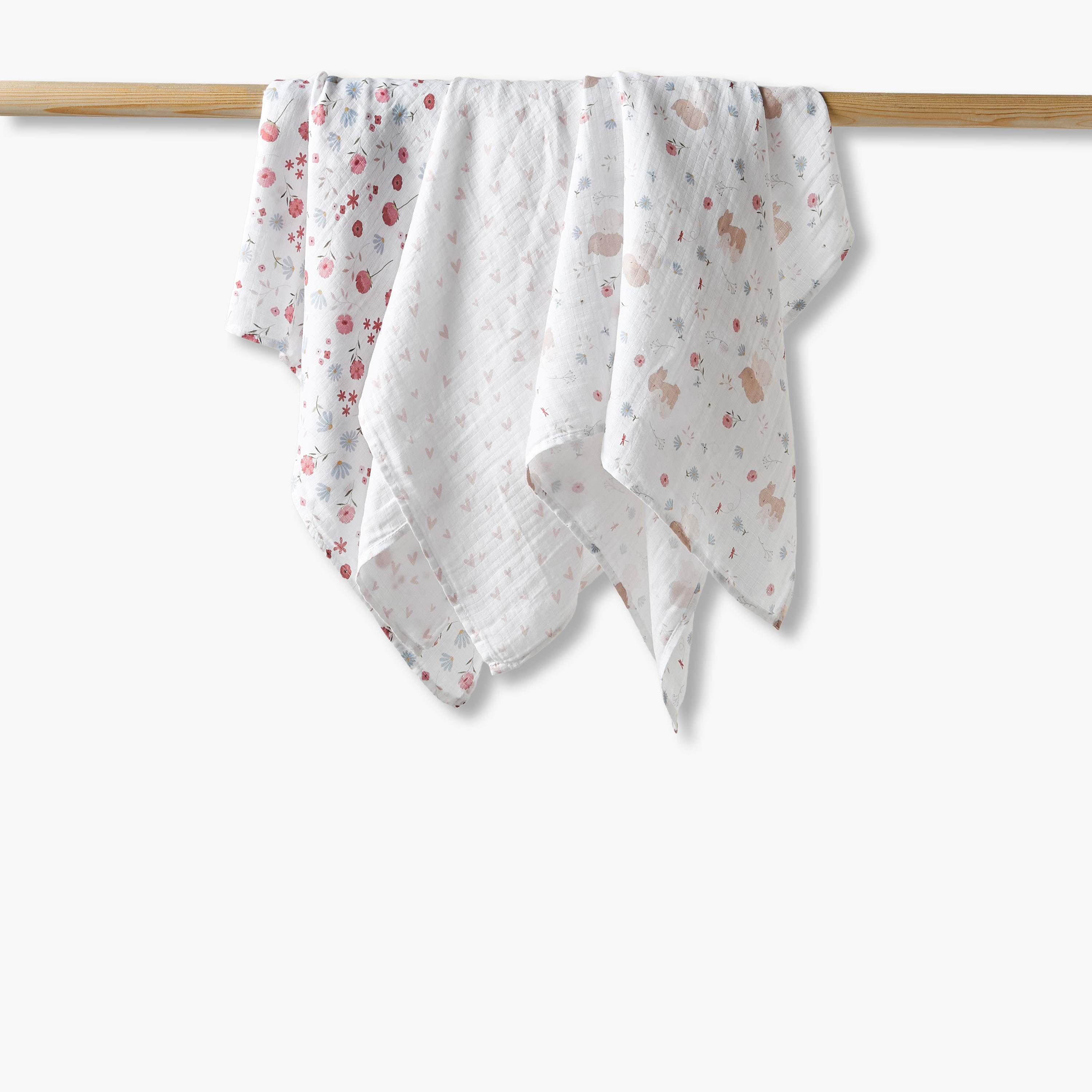 Pack of 3 Juniors Receiving Blanket with Print, 100x100 cm-baby-nursery-blanketsandswaddles-blanketsandquilts-image-1