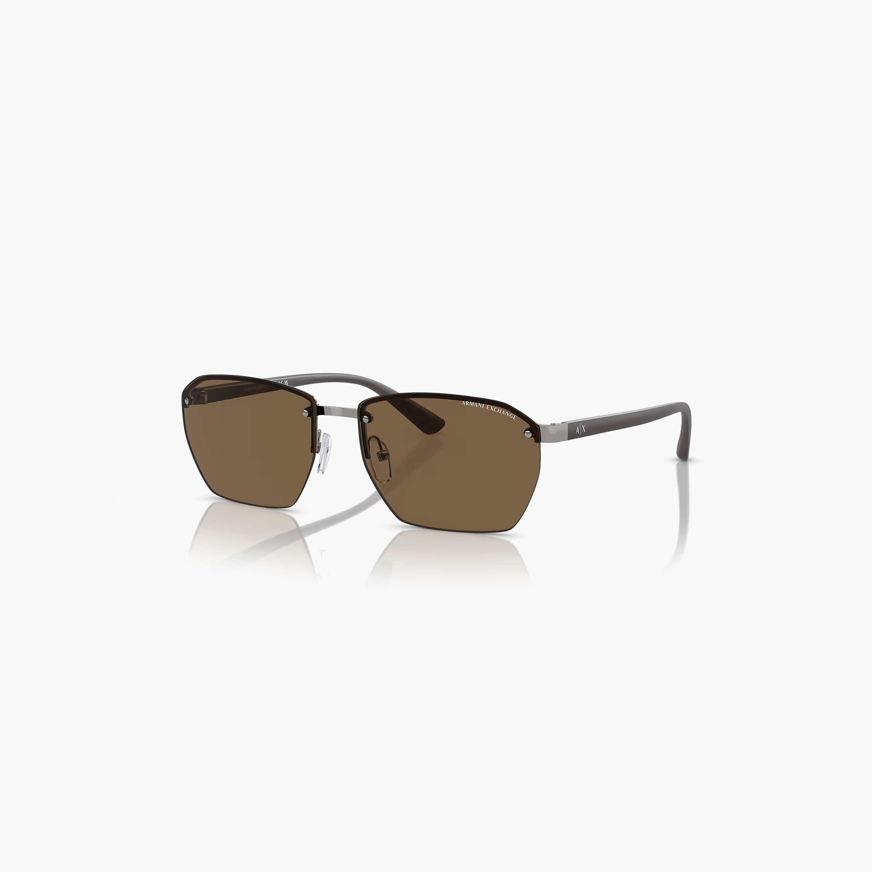 Armani Exchange Unisex Rectangle Brown Sunglasses | 0AX2048S608573-men-sunglasses-image-1