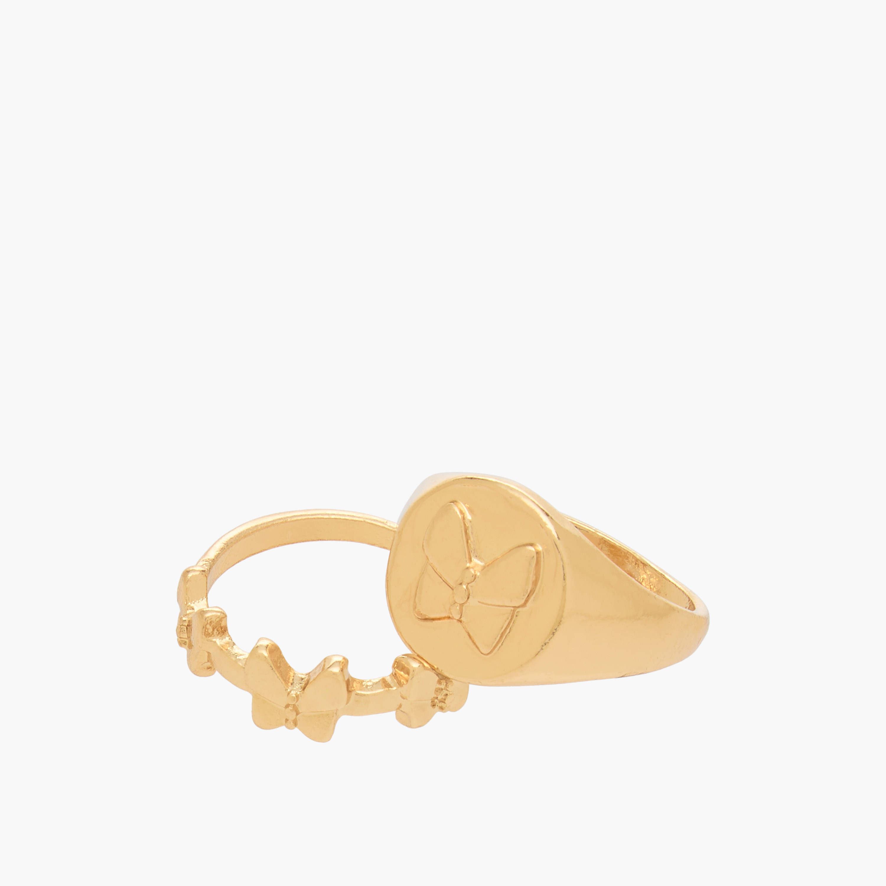 Textured Gold Tone Ring - Set of 5-women-watchesandjewellery-jewellery-rings-image-3