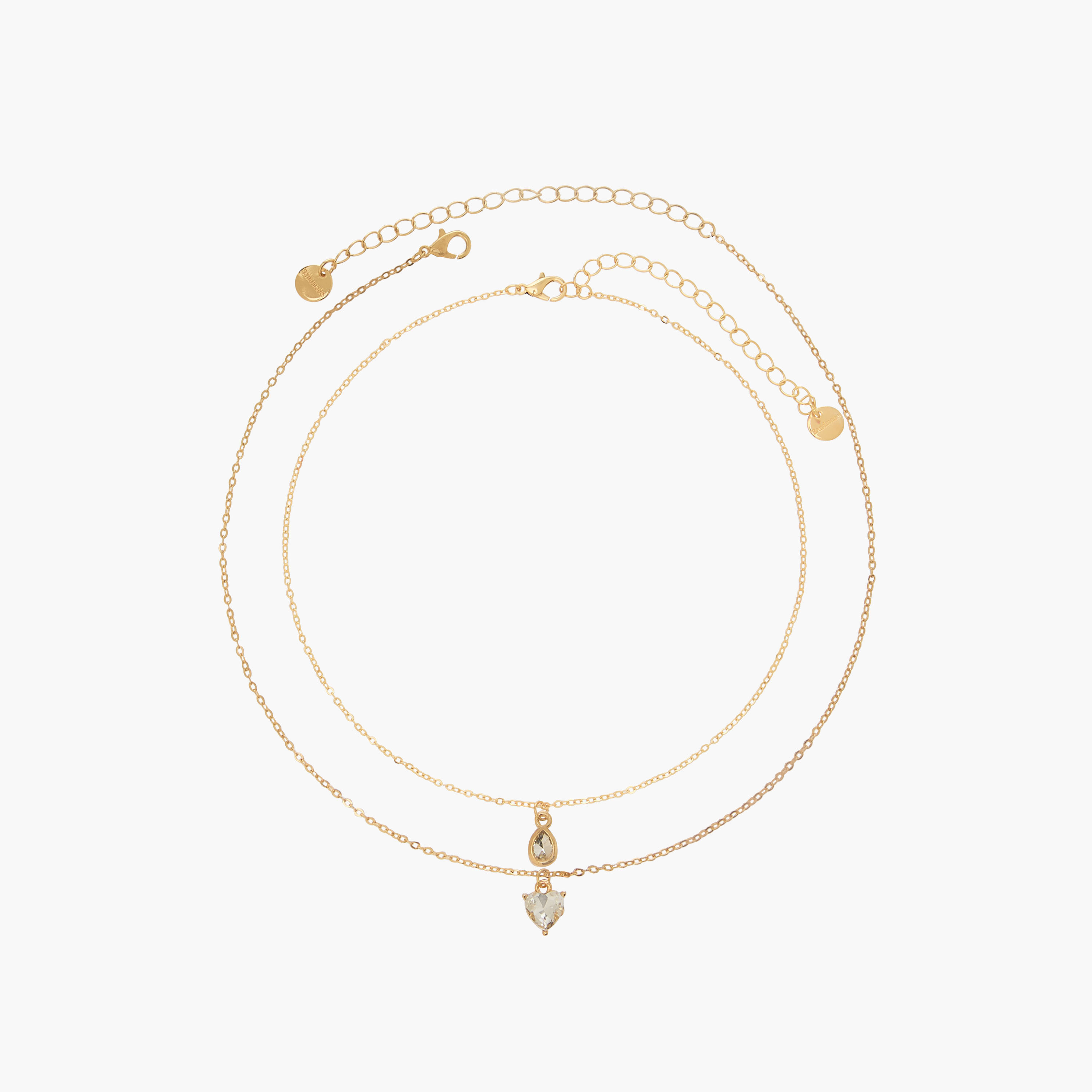 Gold Tone Necklace with Embellished Pendant - Set of 2-women-watchesandjewellery-jewellery-necklacesandpendants-image-1