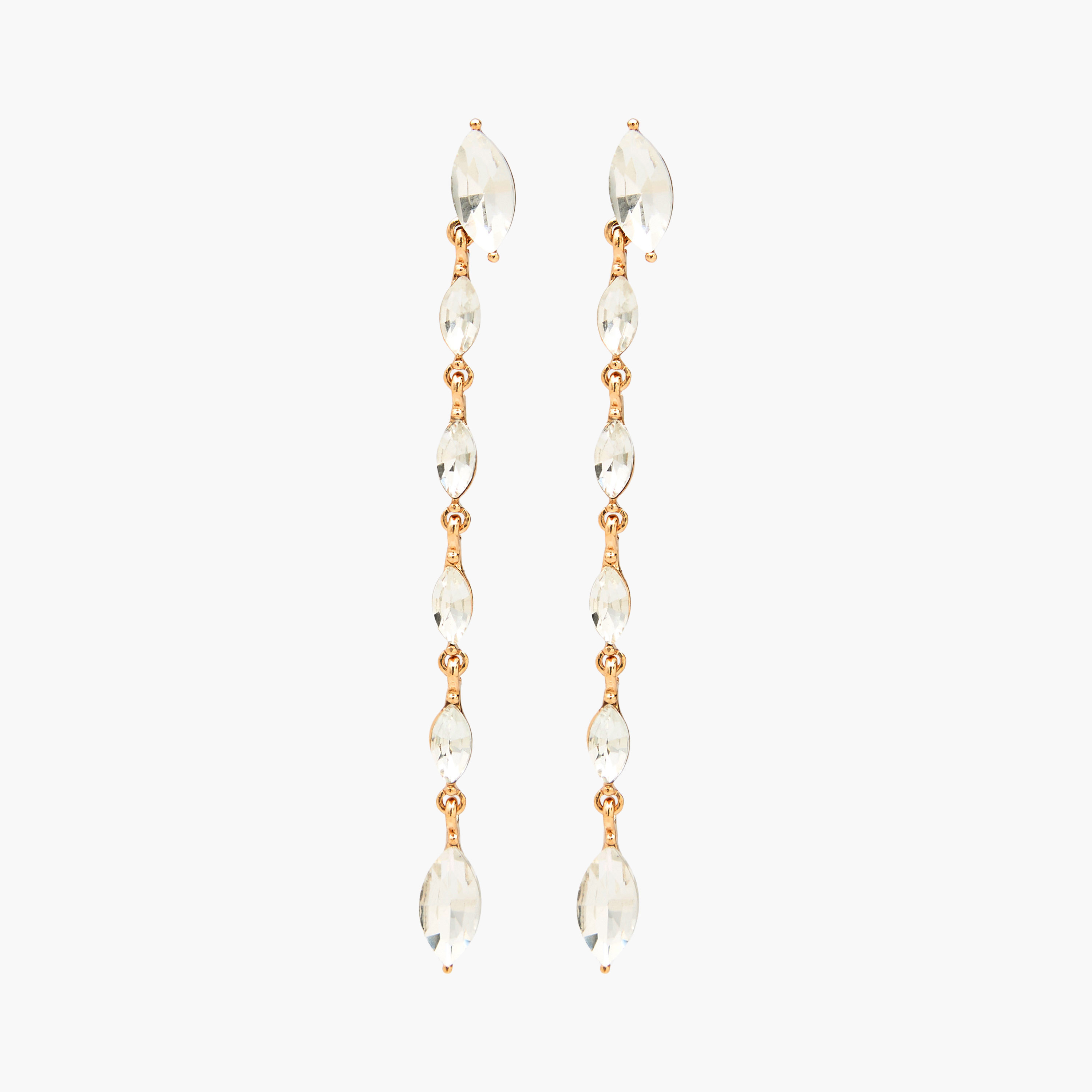 Gold Tone Embellished Dangling Earrings with Pushback Closure-women-watchesandjewellery-jewellery-earrings-image-1