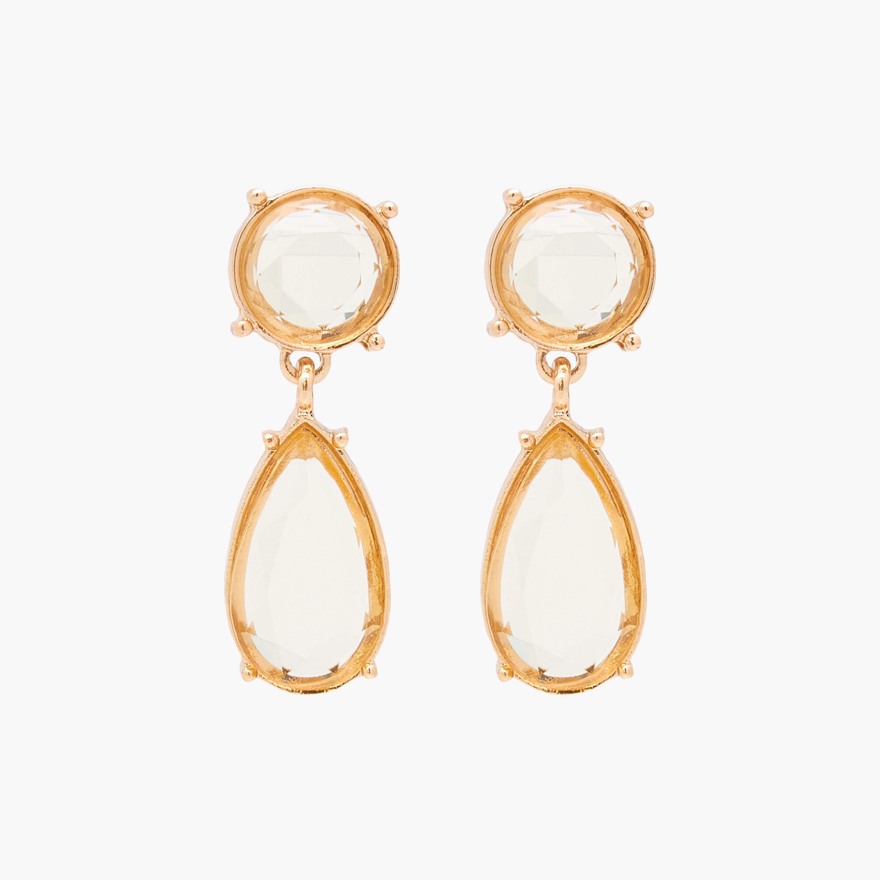 Gold Tone Embellished Earrings with Pushback Closure-women-watchesandjewellery-jewellery-earrings-image-1
