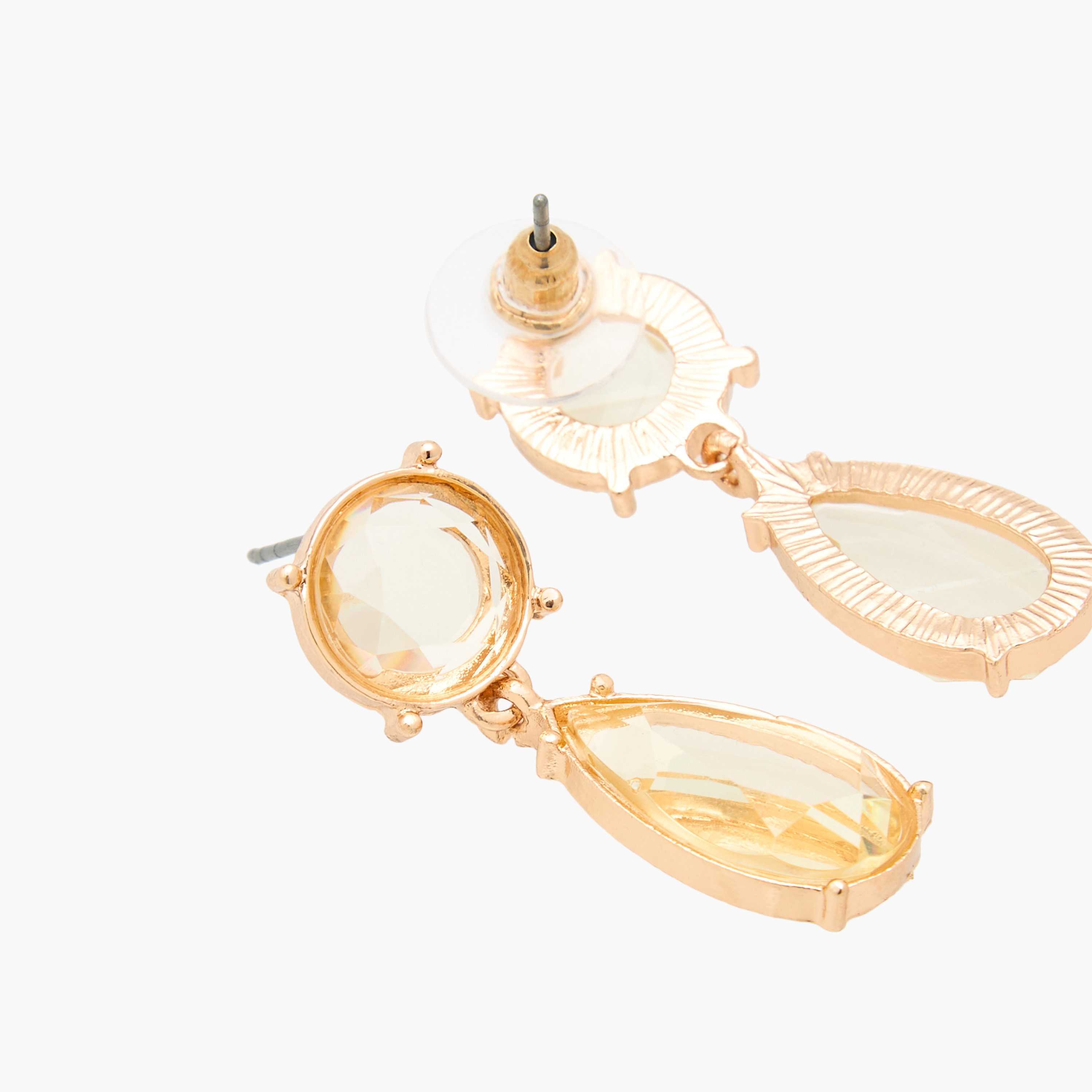 Gold Tone Embellished Earrings with Pushback Closure-women-watchesandjewellery-jewellery-earrings-image-4