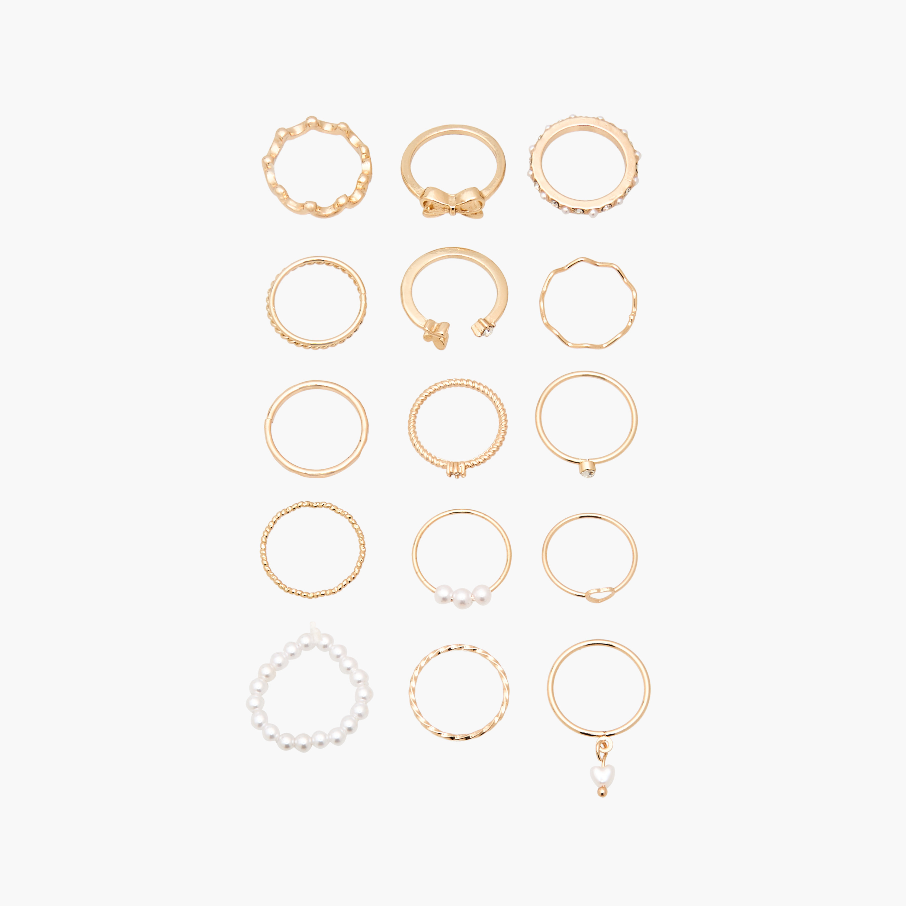 Assorted Gold Tone Ring - Set of 15-women-watchesandjewellery-jewellery-rings-image-1