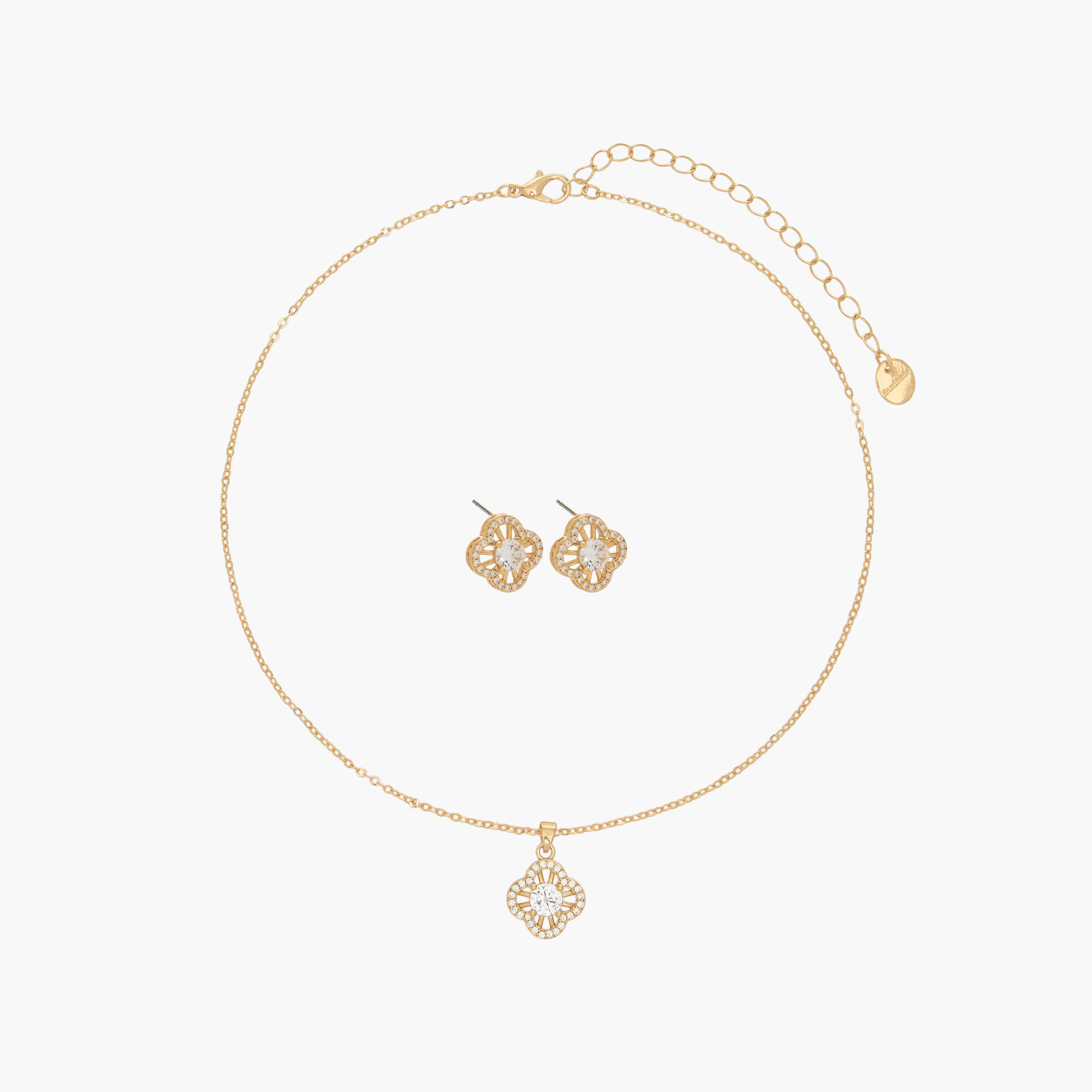 طقم حلق وعقد مزيّن بمكعب زيركون - من قطعتين-women-watchesandjewellery-jewellery-necklacesandpendants-image-1