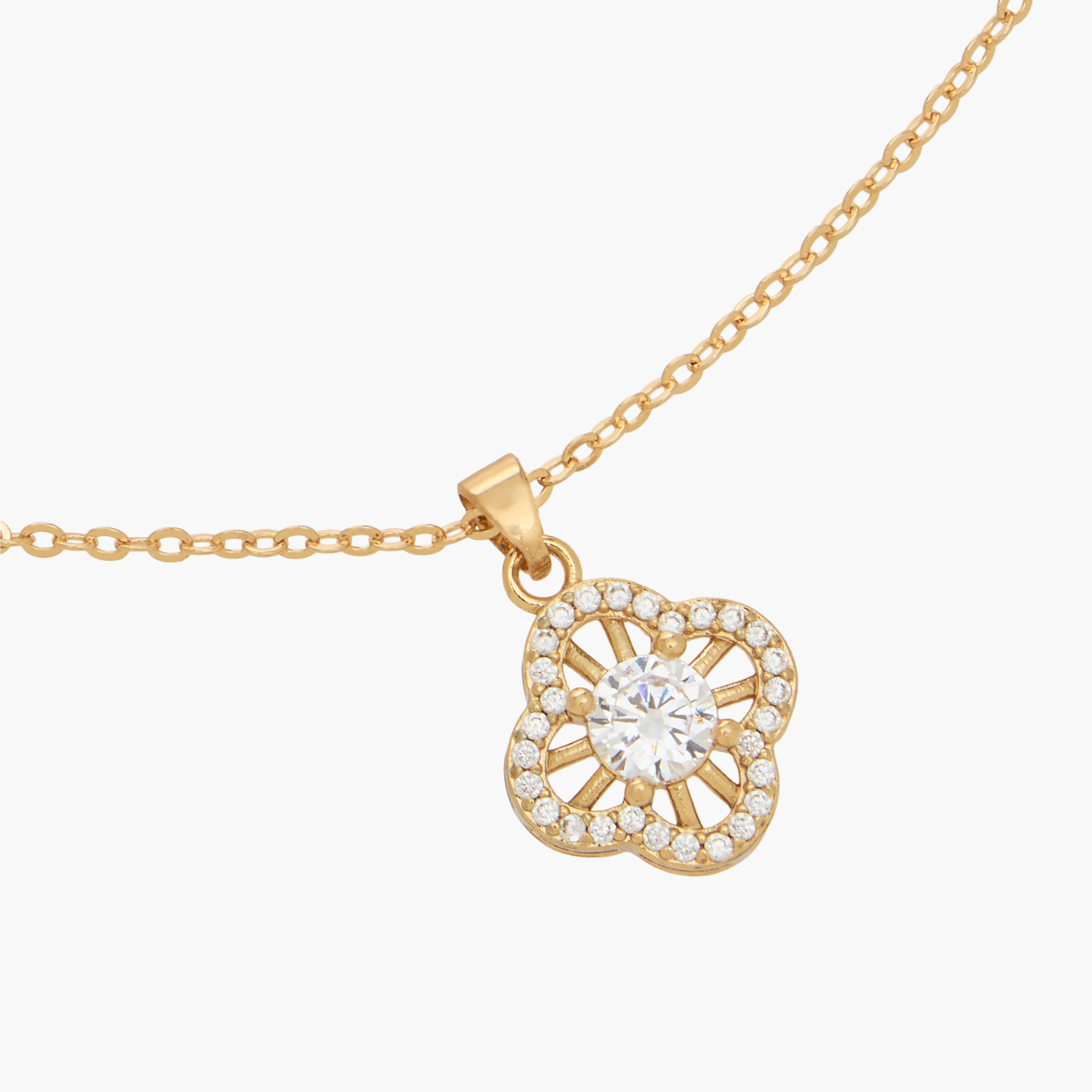 طقم حلق وعقد مزيّن بمكعب زيركون - من قطعتين-women-watchesandjewellery-jewellery-necklacesandpendants-image-4