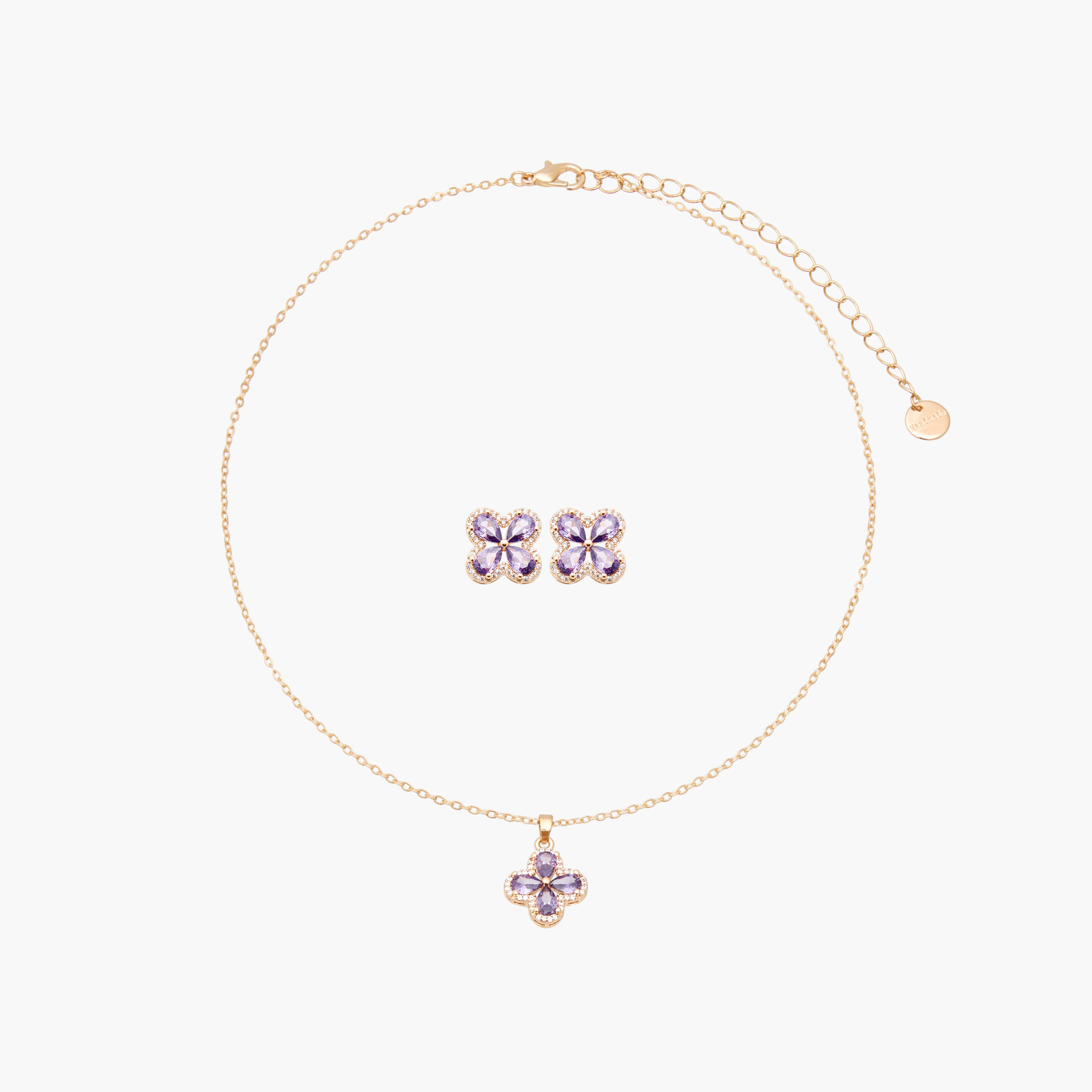 Studded Pendant Necklace and Earrings Set-women-watchesandjewellery-jewellery-jewellerysets-image-1