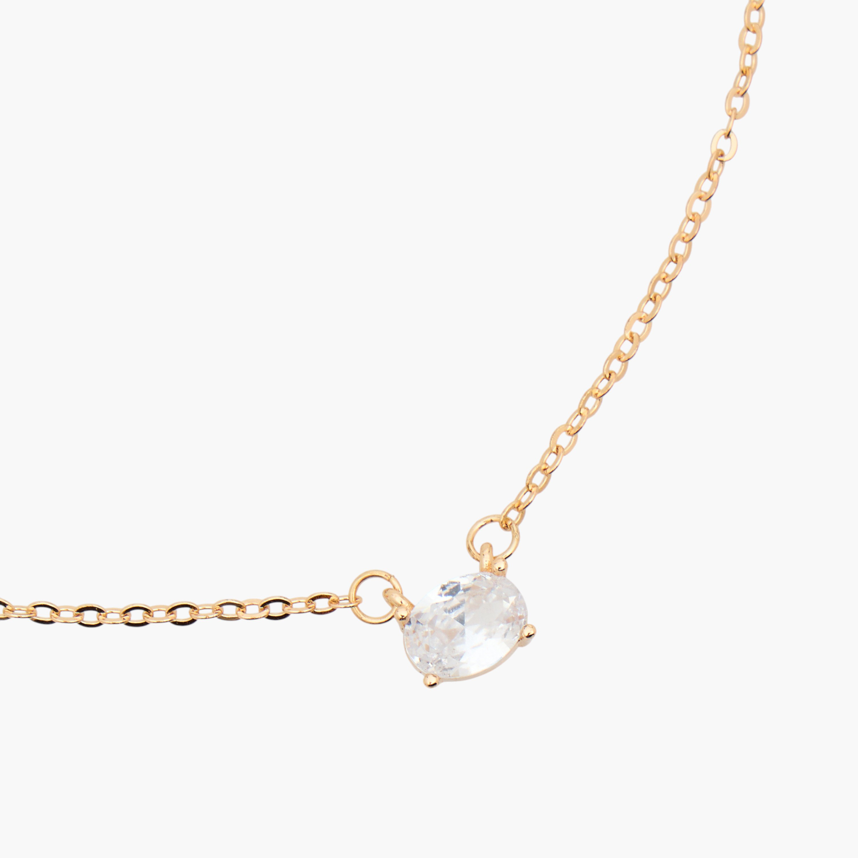 عقد معدني بدلاية وتزيينات مكعب زركونيا-women-watchesandjewellery-jewellery-necklacesandpendants-image-4
